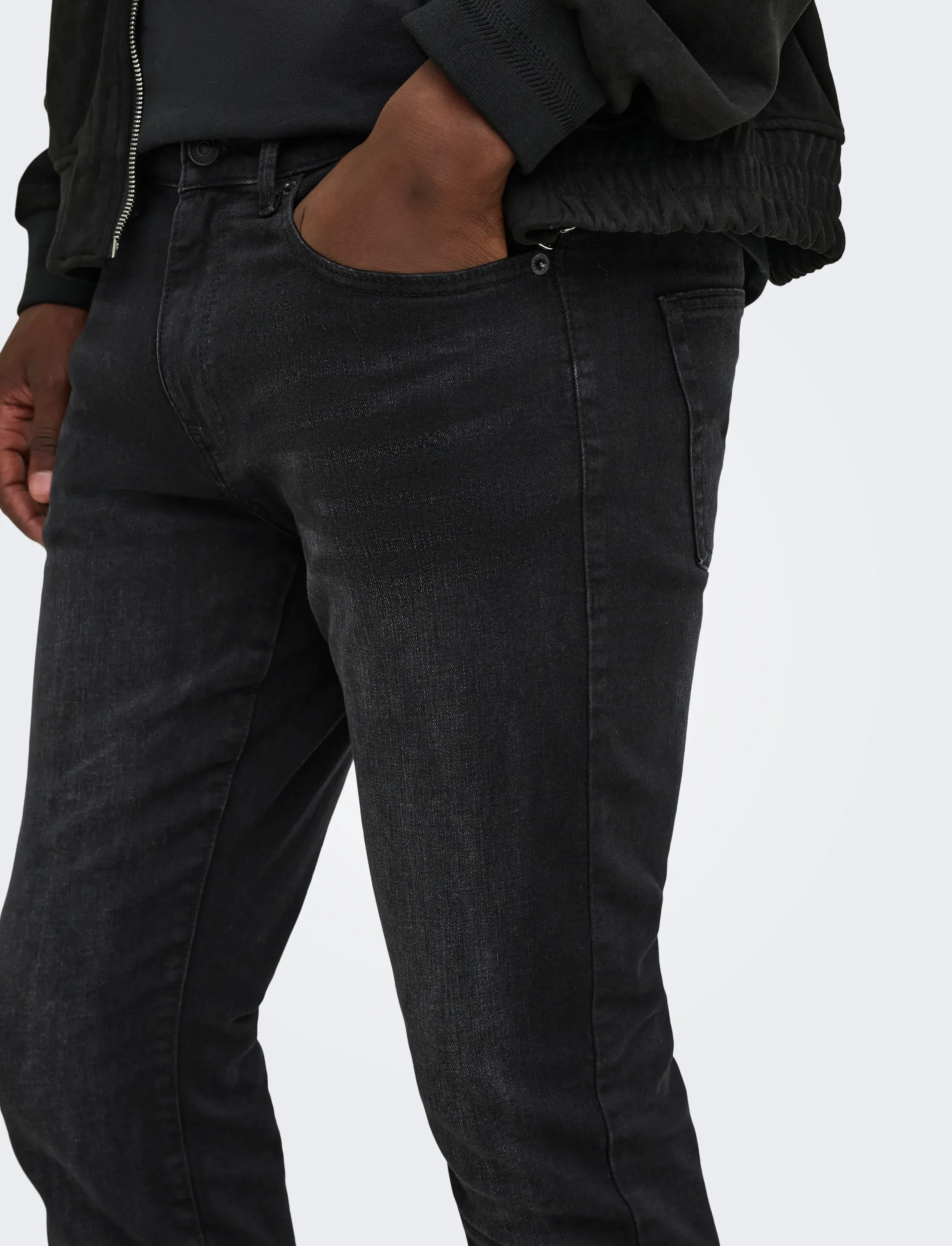 ONLY & SONS ONSWEFT REGULAR BLACK 8638 MAT DNM NOOS - Kleidung - BLACK DENIM / navy