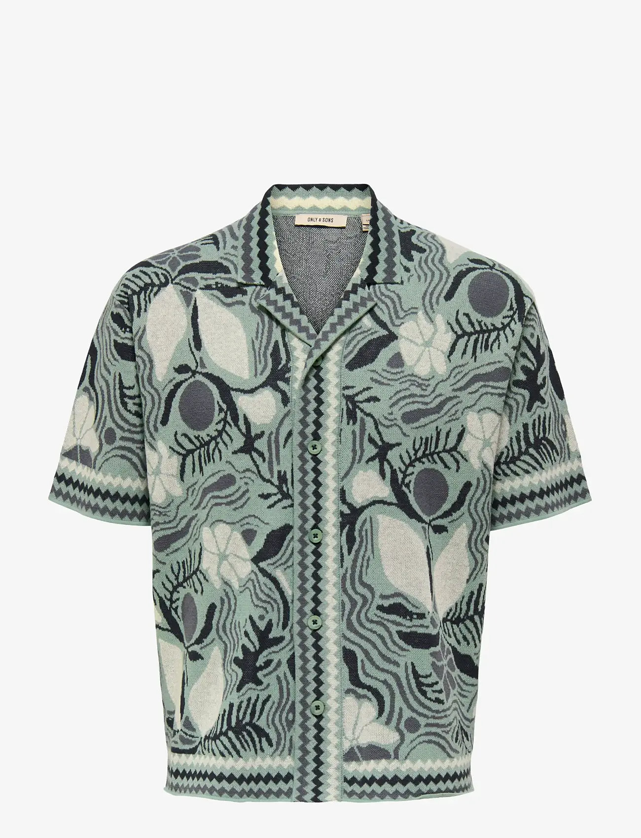 ONLY & SONS - ONSDUKE RLX JAQ SS SHIRT KNIT - kortærmede skjorter - iceberg green - 1