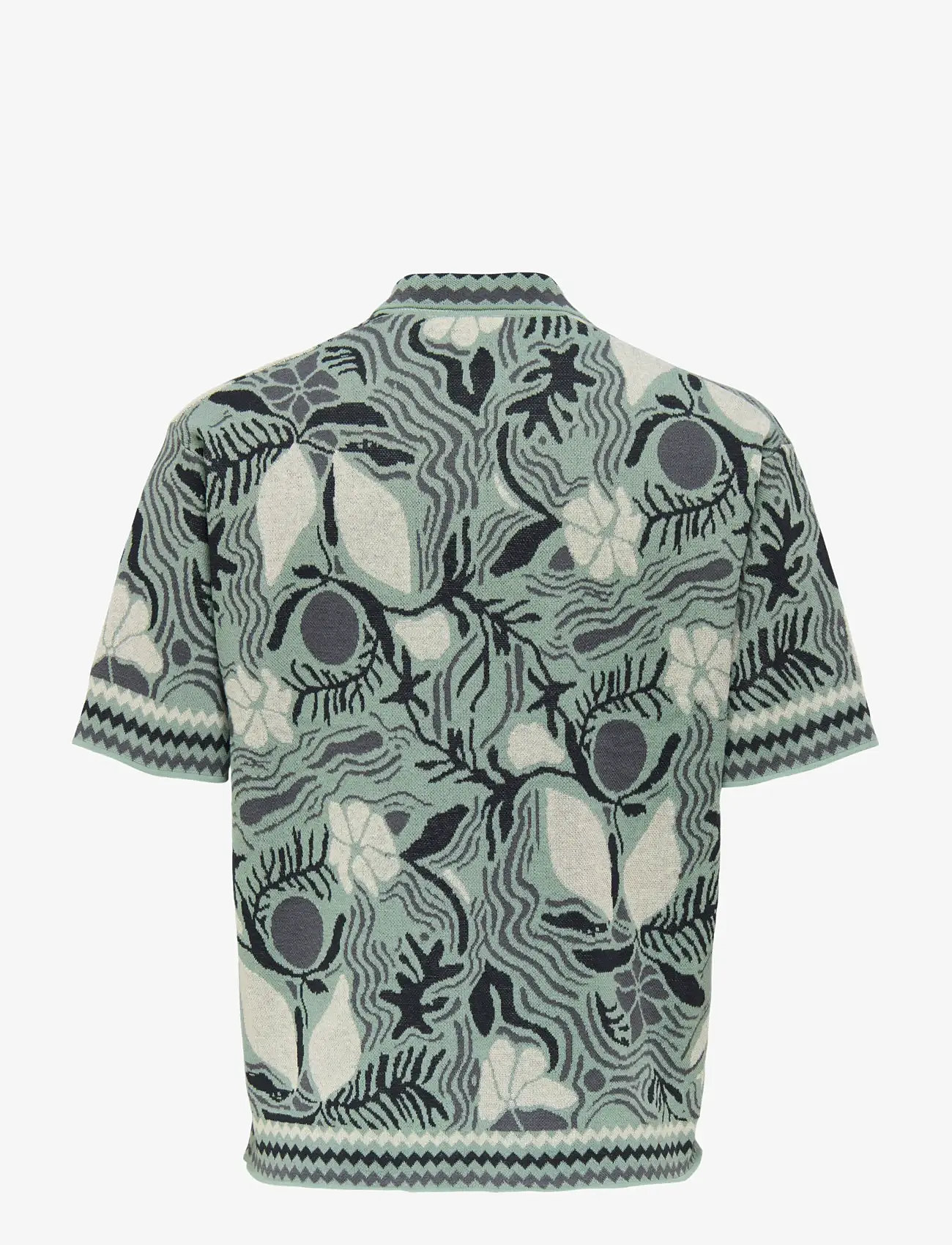 ONLY & SONS - ONSDUKE RLX JAQ SS SHIRT KNIT - kortærmede skjorter - iceberg green - 2
