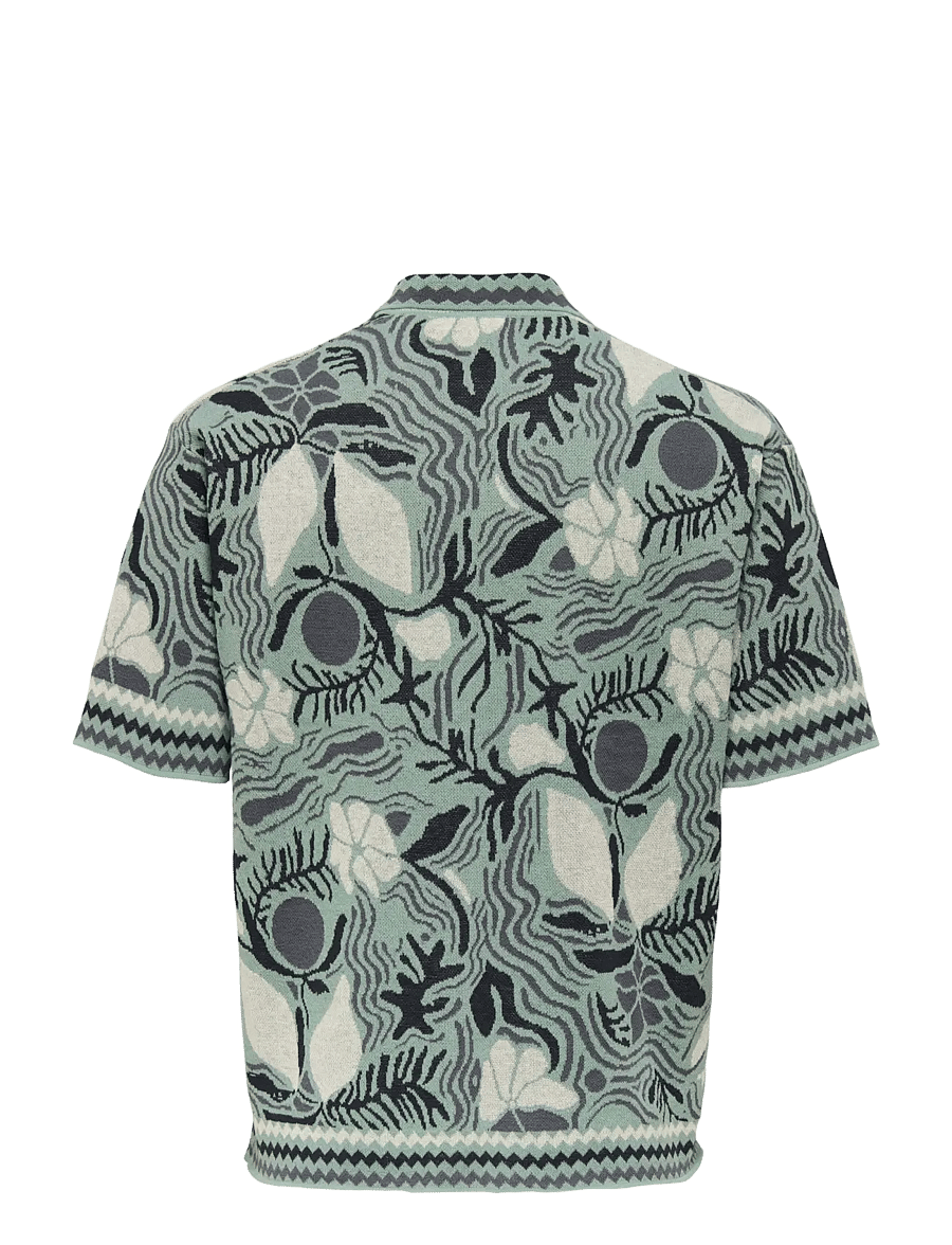 ONLY & SONS - ONSDUKE RLX JAQ SS SHIRT KNIT - kurzarmhemden - iceberg green - 2