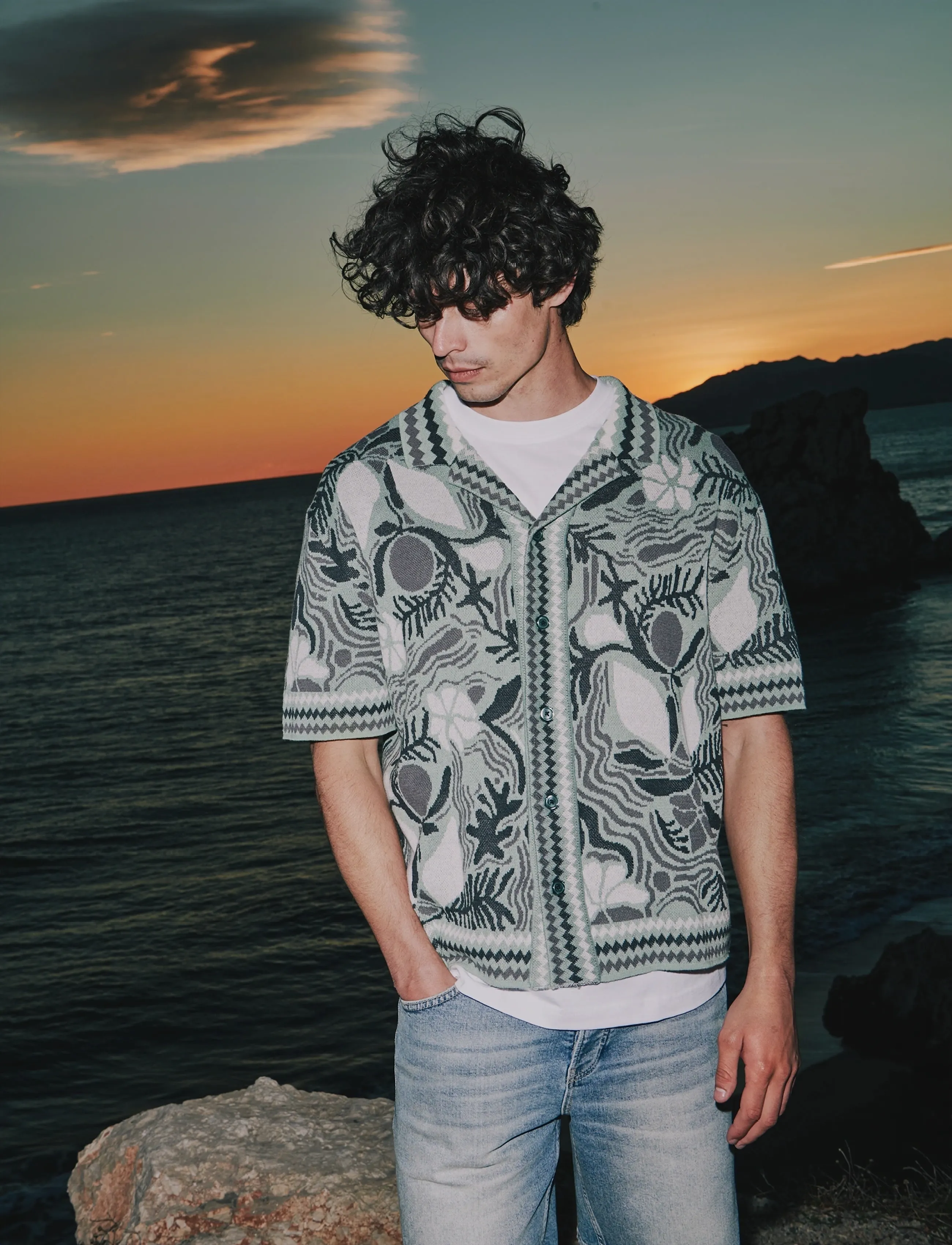 ONLY & SONS ONSDUKE RLX JAQ SS SHIRT KNIT - ONLY & SONS - ICEBERG GREEN / green