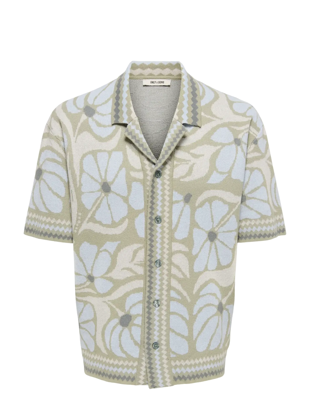 ONLY & SONS ONSDUKE RLX JAQ SS SHIRT KNIT - ONLY & SONS - SILVER SAGE / khaki/green