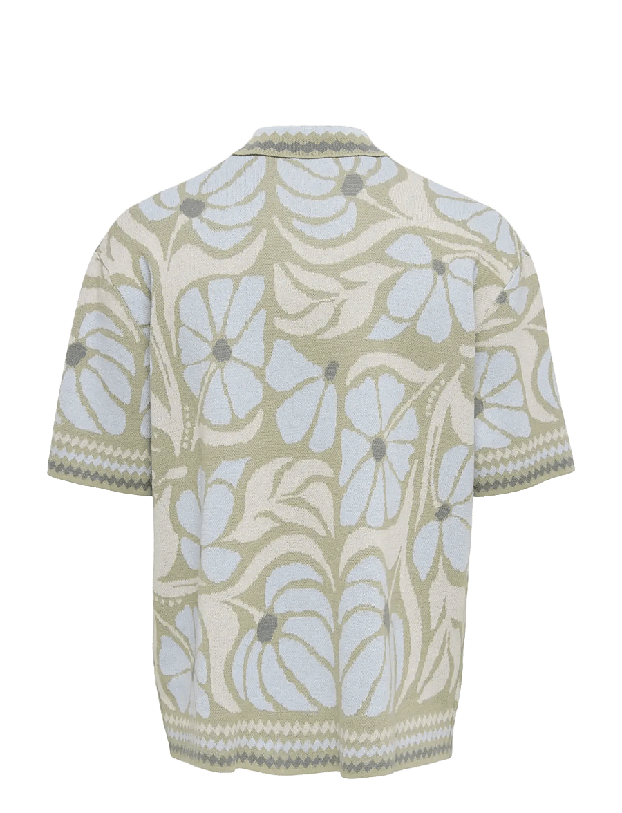 ONLY & SONS - ONSDUKE RLX JAQ SS SHIRT KNIT - kurzarmhemden - silver sage - 1