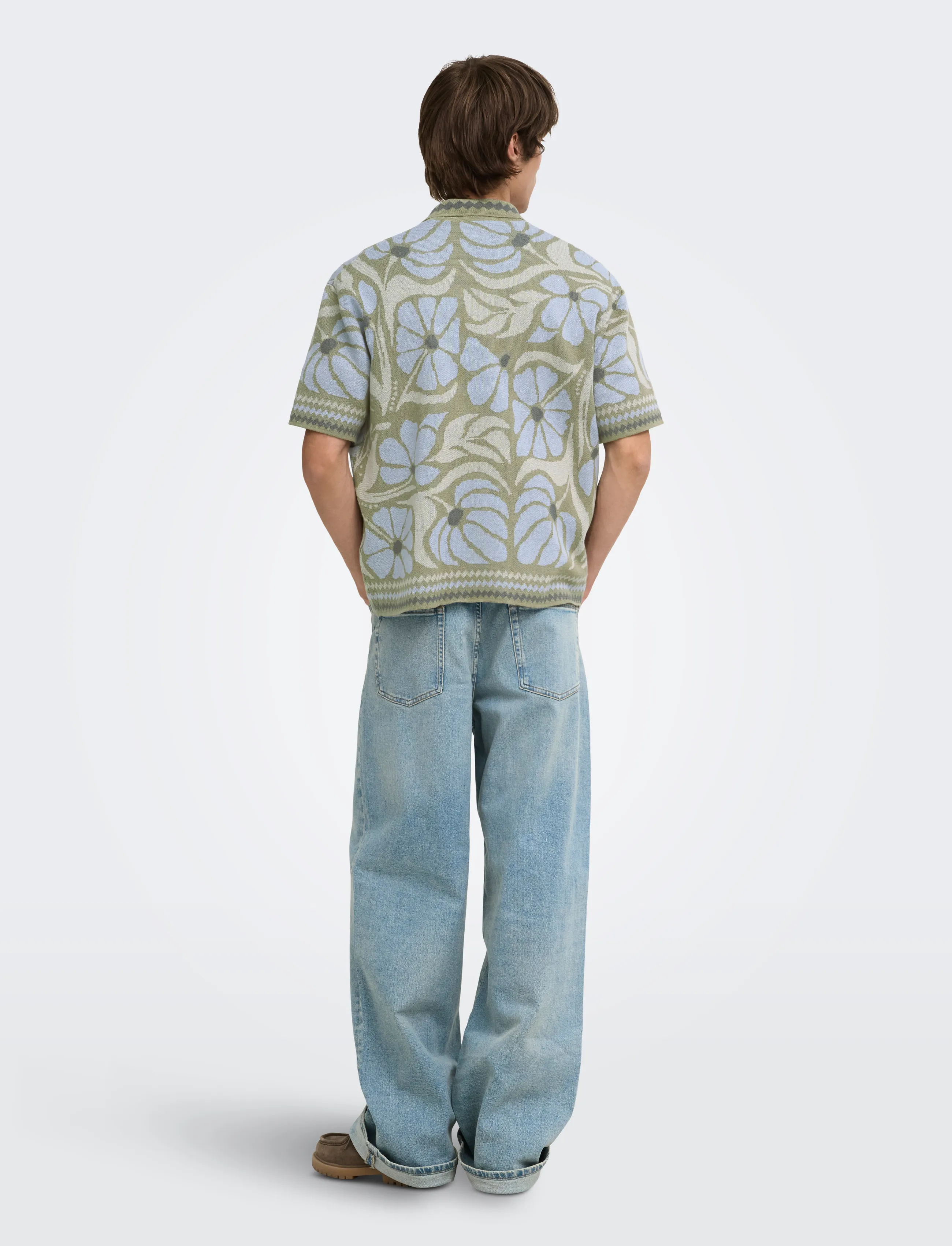 ONLY & SONS - ONSDUKE RLX JAQ SS SHIRT KNIT - lyhythihaiset kauluspaidat - silver sage - 3