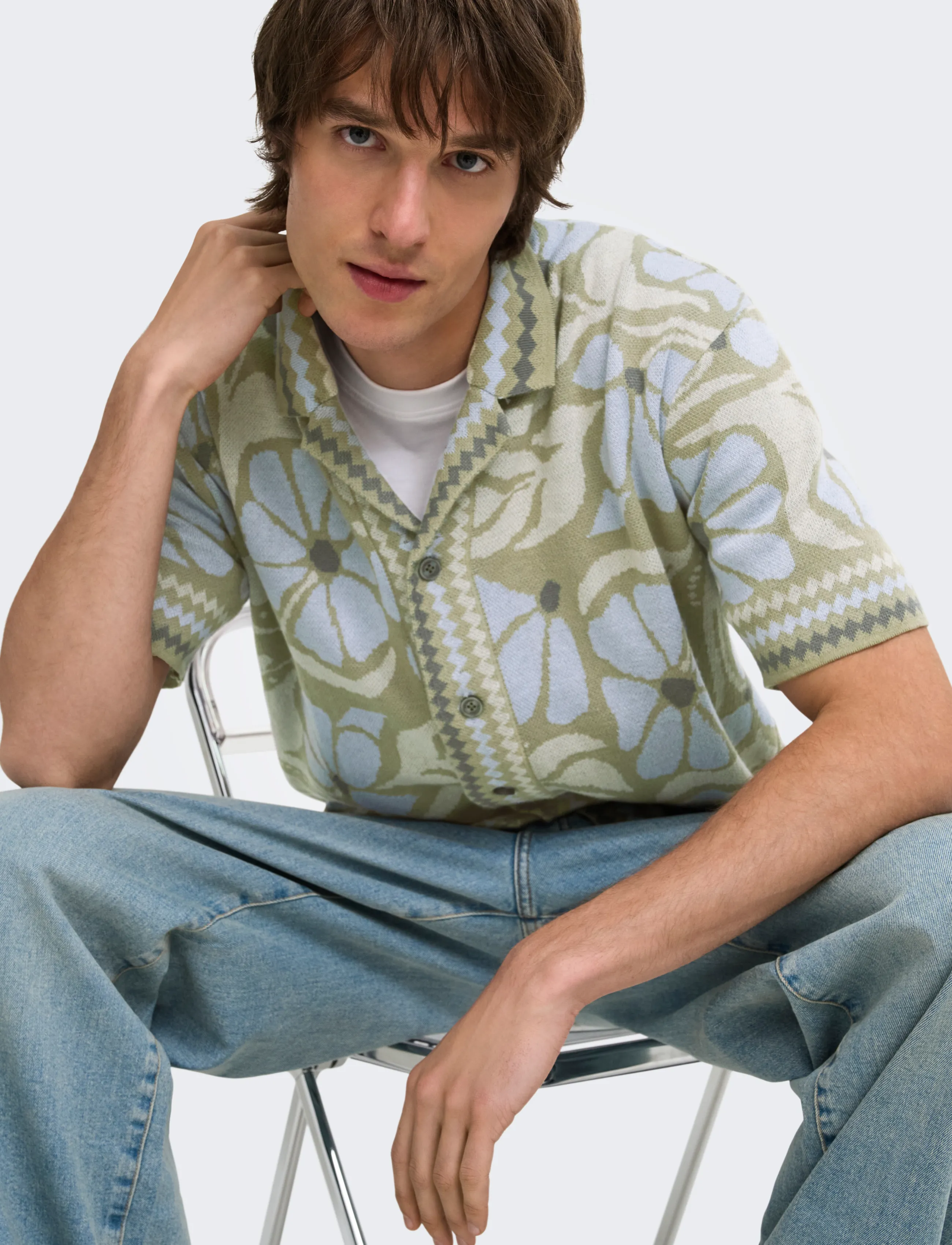 ONLY & SONS Onsduke Rlx Jaq Ss Shirt Knit kortärmade skjortor herr – bild 5