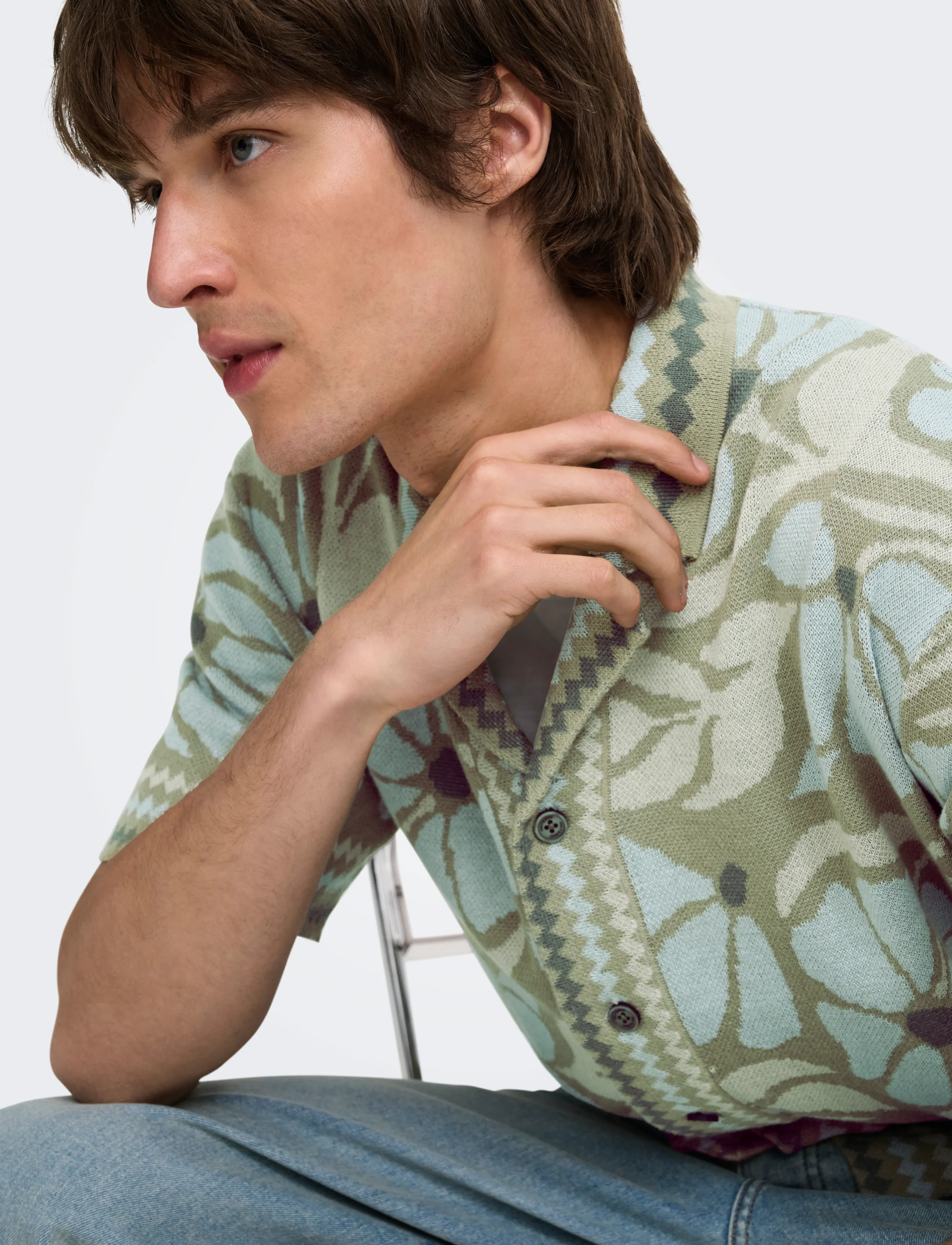 ONLY & SONS Onsduke Rlx Jaq Ss Shirt Knit kortärmade skjortor herr – bild 6