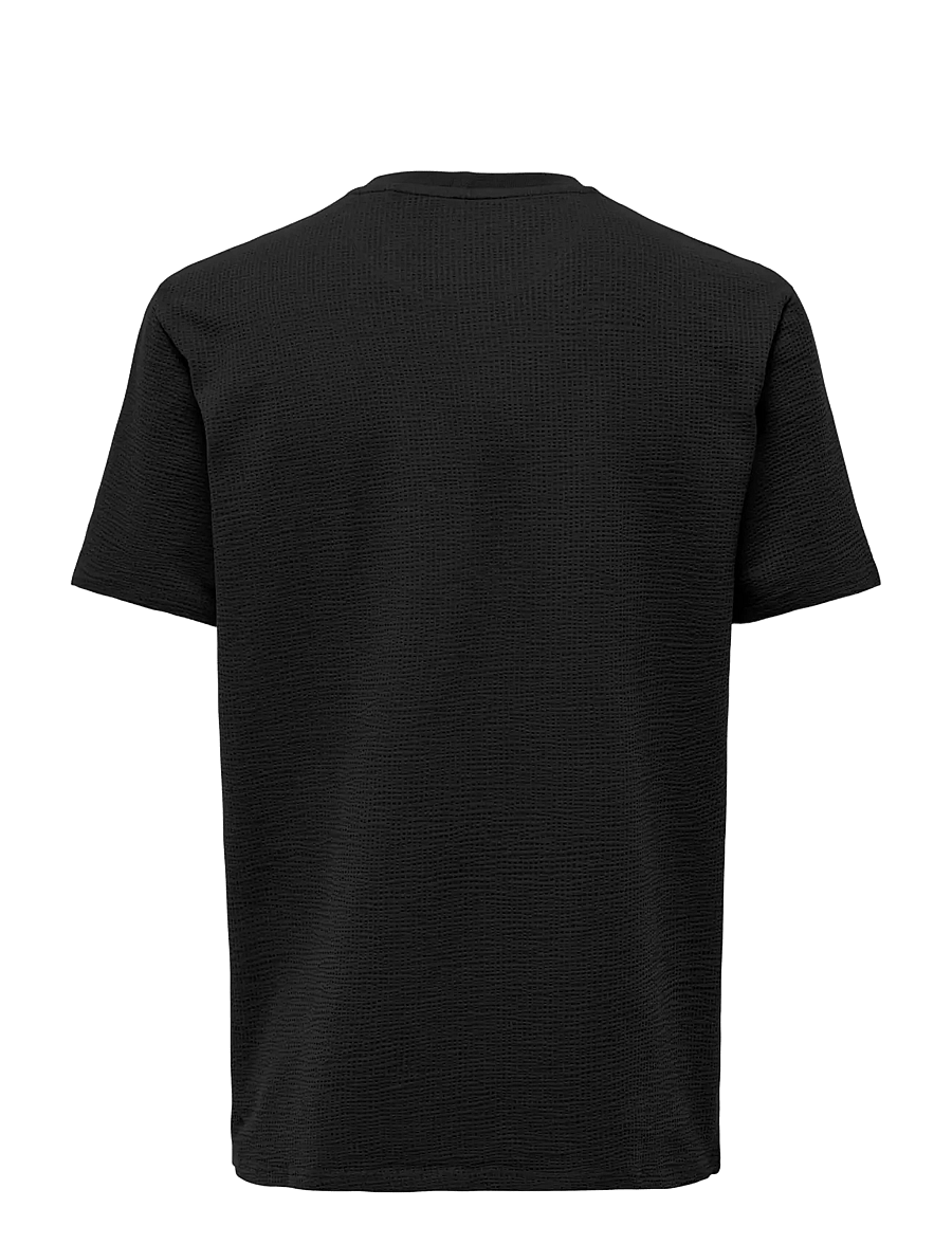 ONLY & SONS - ONSKIAN LIFE REG SEERSUCKER SS TEE NOOS - kortærmede t-shirts - black - 2