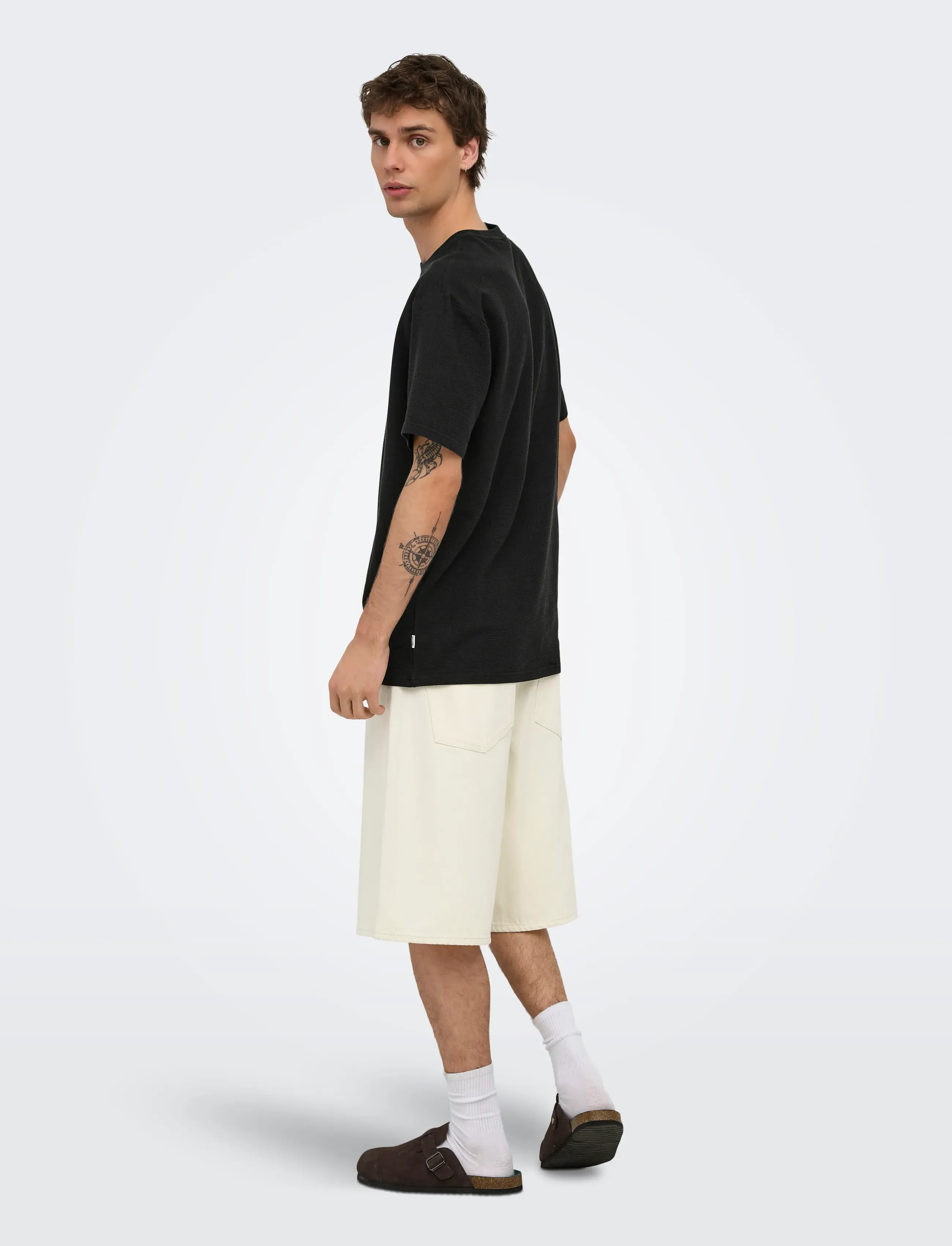ONLY & SONS - ONSKIAN LIFE REG SEERSUCKER SS TEE NOOS - kortærmede t-shirts - black - 3