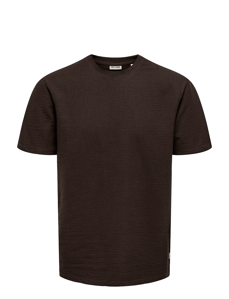 ONLY & SONS - ONSKIAN LIFE REG SEERSUCKER SS TEE NOOS - kurzärmelig - coffee bean - 1