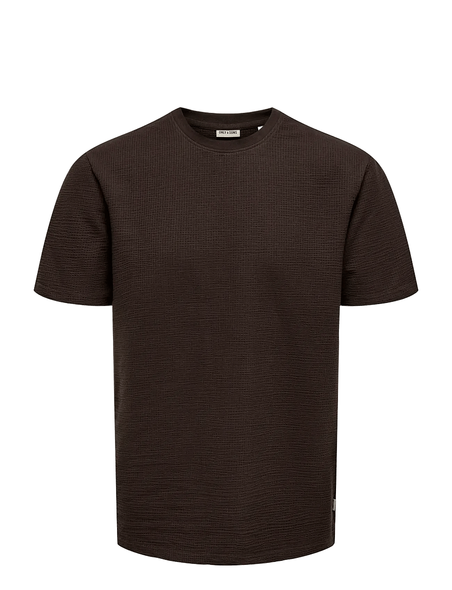 ONLY & SONS - ONSKIAN LIFE REG SEERSUCKER SS TEE NOOS - kortærmede t-shirts - coffee bean - 1