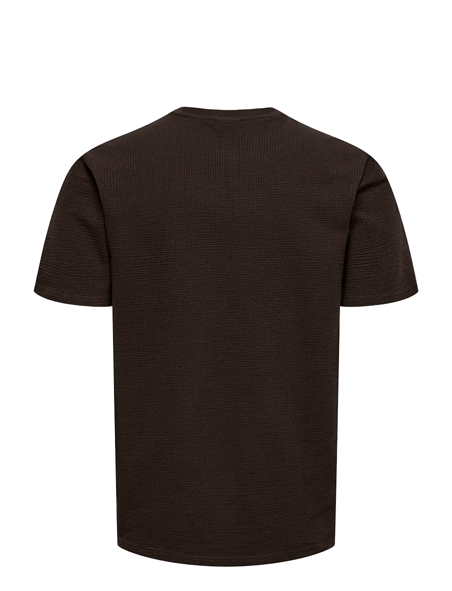 ONLY & SONS - ONSKIAN LIFE REG SEERSUCKER SS TEE NOOS - kortærmede t-shirts - coffee bean - 2