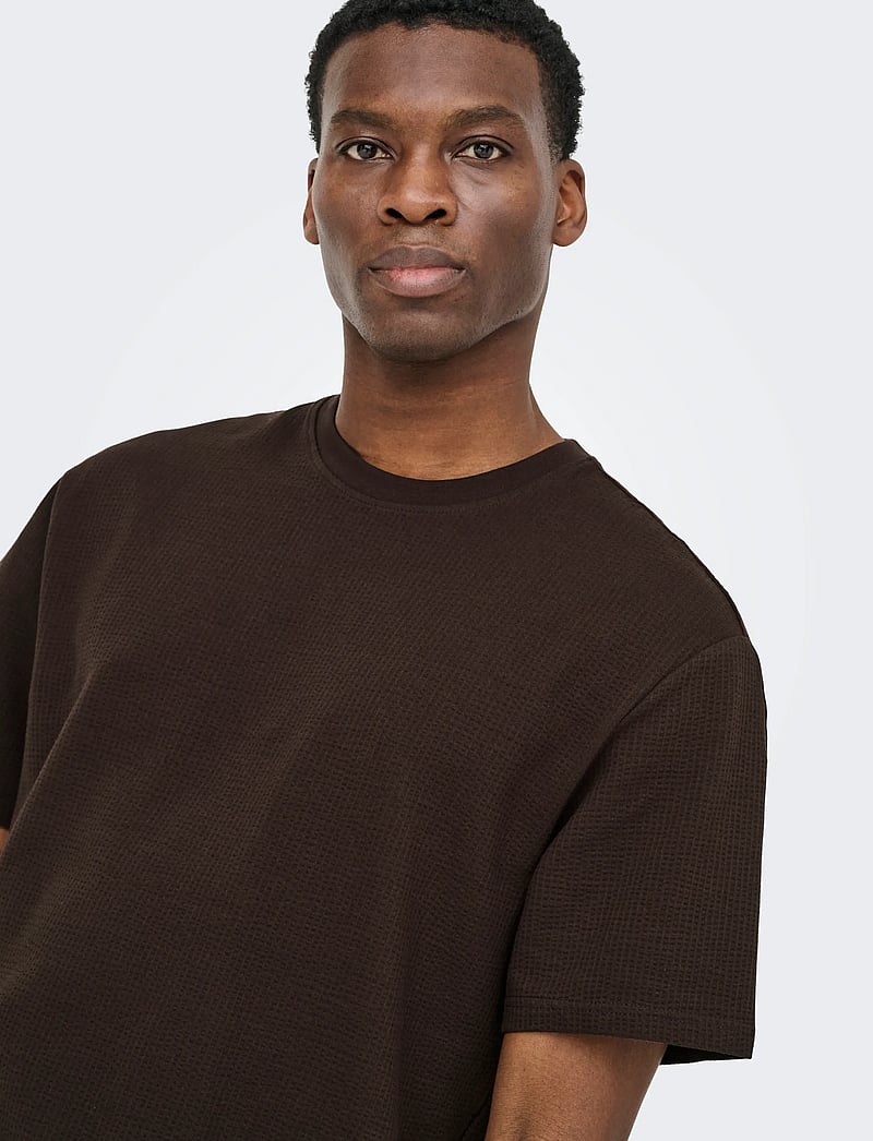 ONLY & SONS - ONSKIAN LIFE REG SEERSUCKER SS TEE NOOS - kurzärmelig - coffee bean - 5