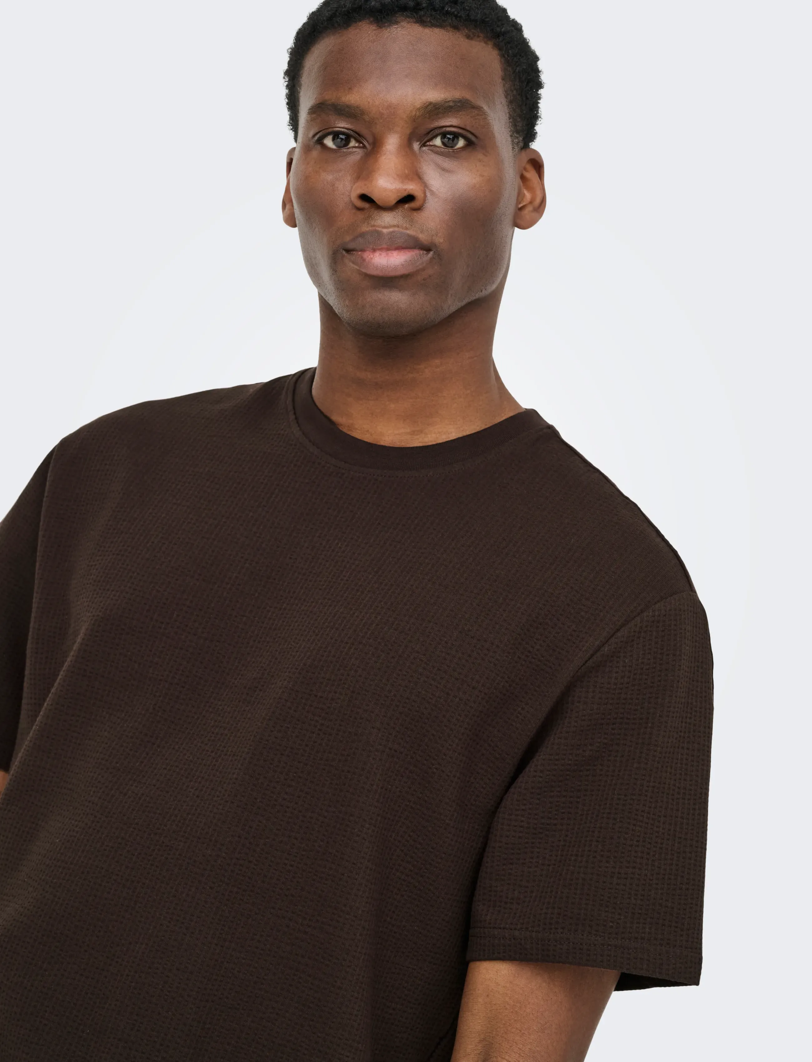ONLY & SONS - ONSKIAN LIFE REG SEERSUCKER SS TEE NOOS - kortærmede t-shirts - coffee bean - 5