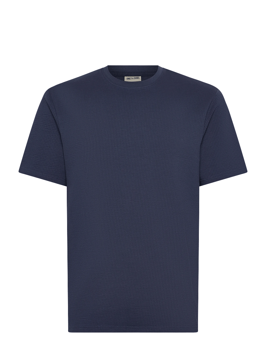 ONLY & SONS - ONSKIAN LIFE REG SEERSUCKER SS TEE NOOS - kortærmede t-shirts - naval academy - 1