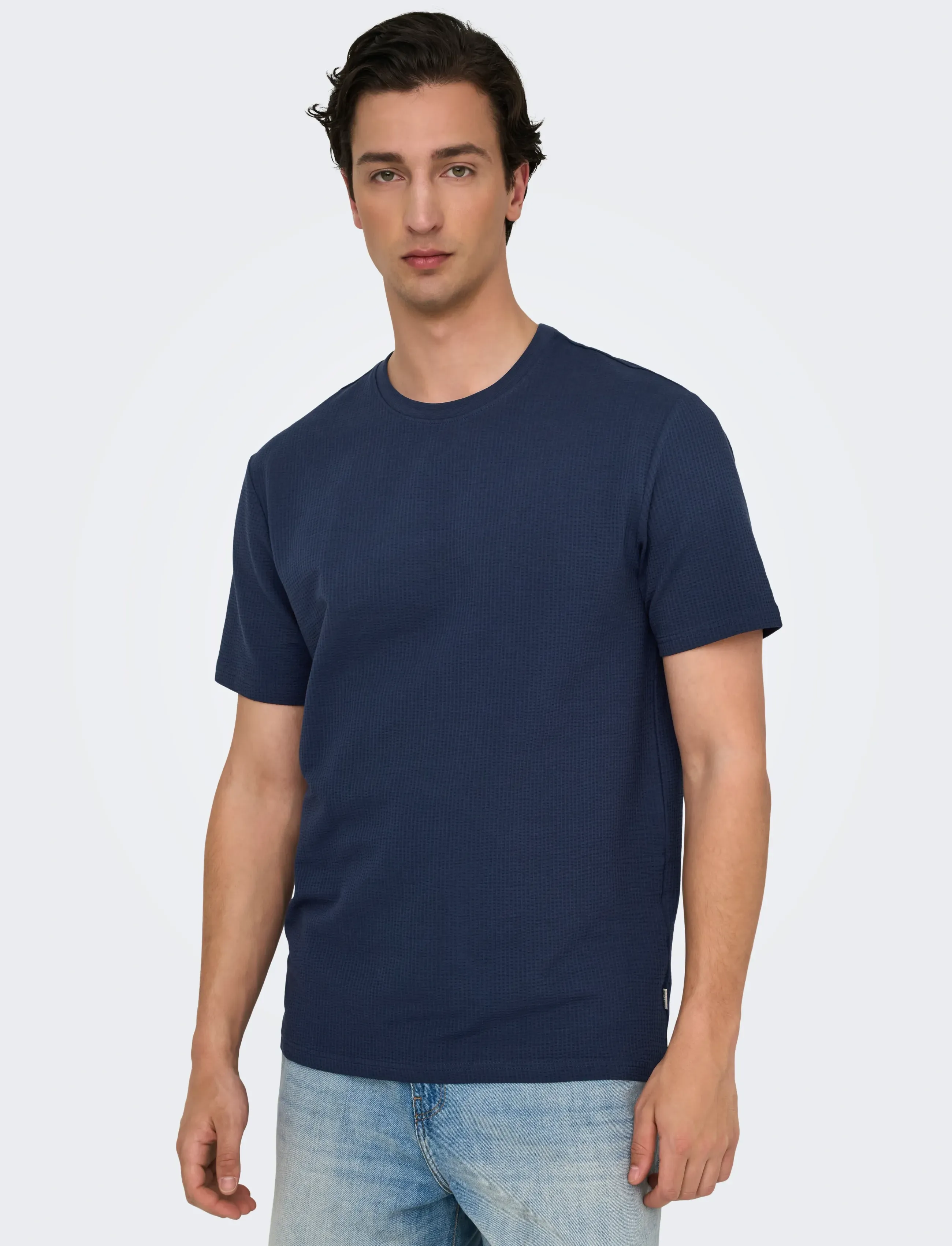 ONLY & SONS Onskian Life Reg Seersucker Ss Tee Noos t-shirts - bas herr – bild 6