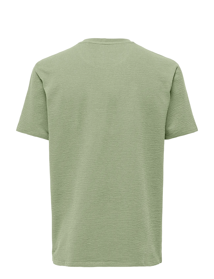 ONLY & SONS - ONSKIAN LIFE REG SEERSUCKER SS TEE NOOS - kortærmede t-shirts - seagrass - 2
