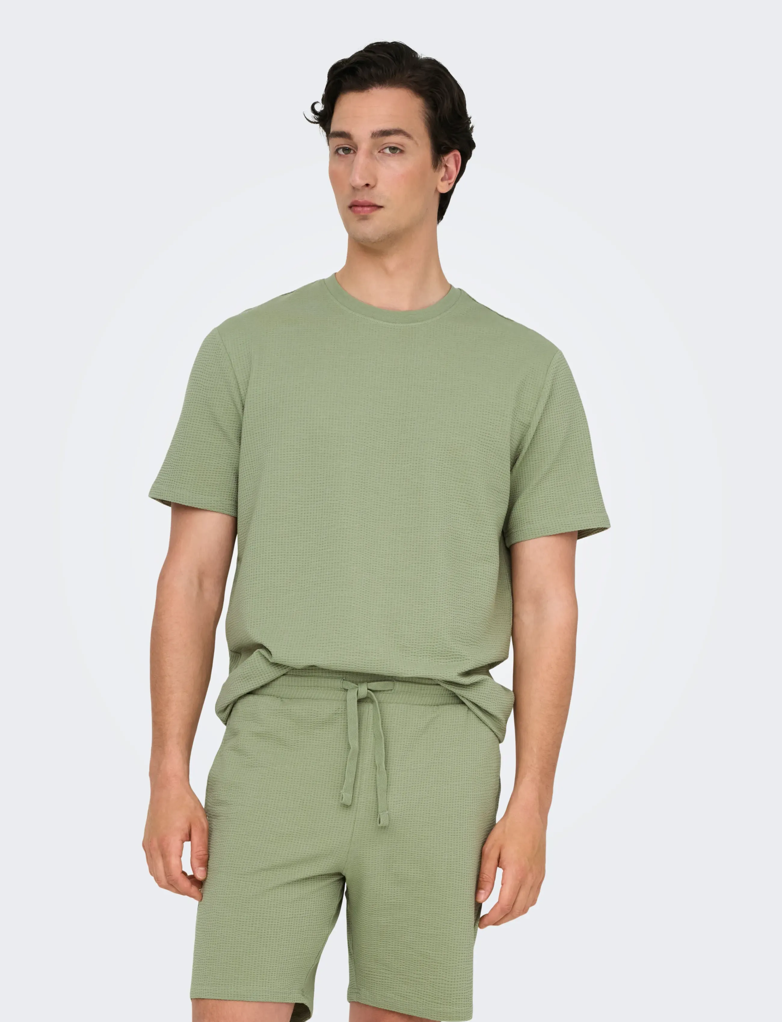 ONLY & SONS ONSKIAN LIFE REG SEERSUCKER SS TEE NOOS - ONLY & SONS - SEAGRASS / green