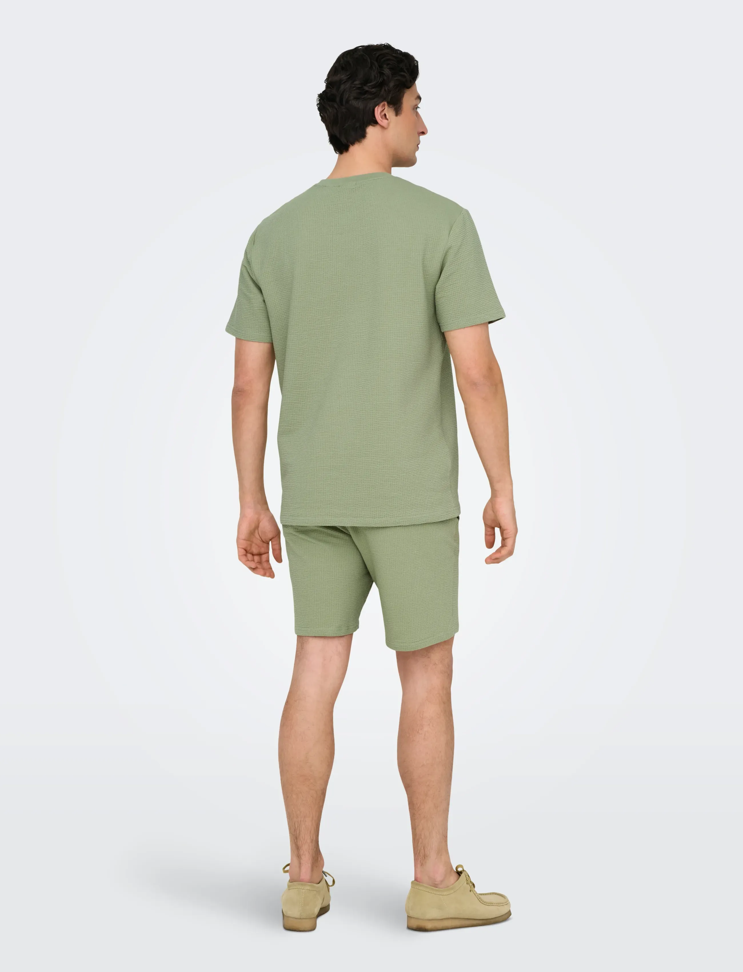 ONLY & SONS - ONSKIAN LIFE REG SEERSUCKER SS TEE NOOS - kortærmede t-shirts - seagrass - 3