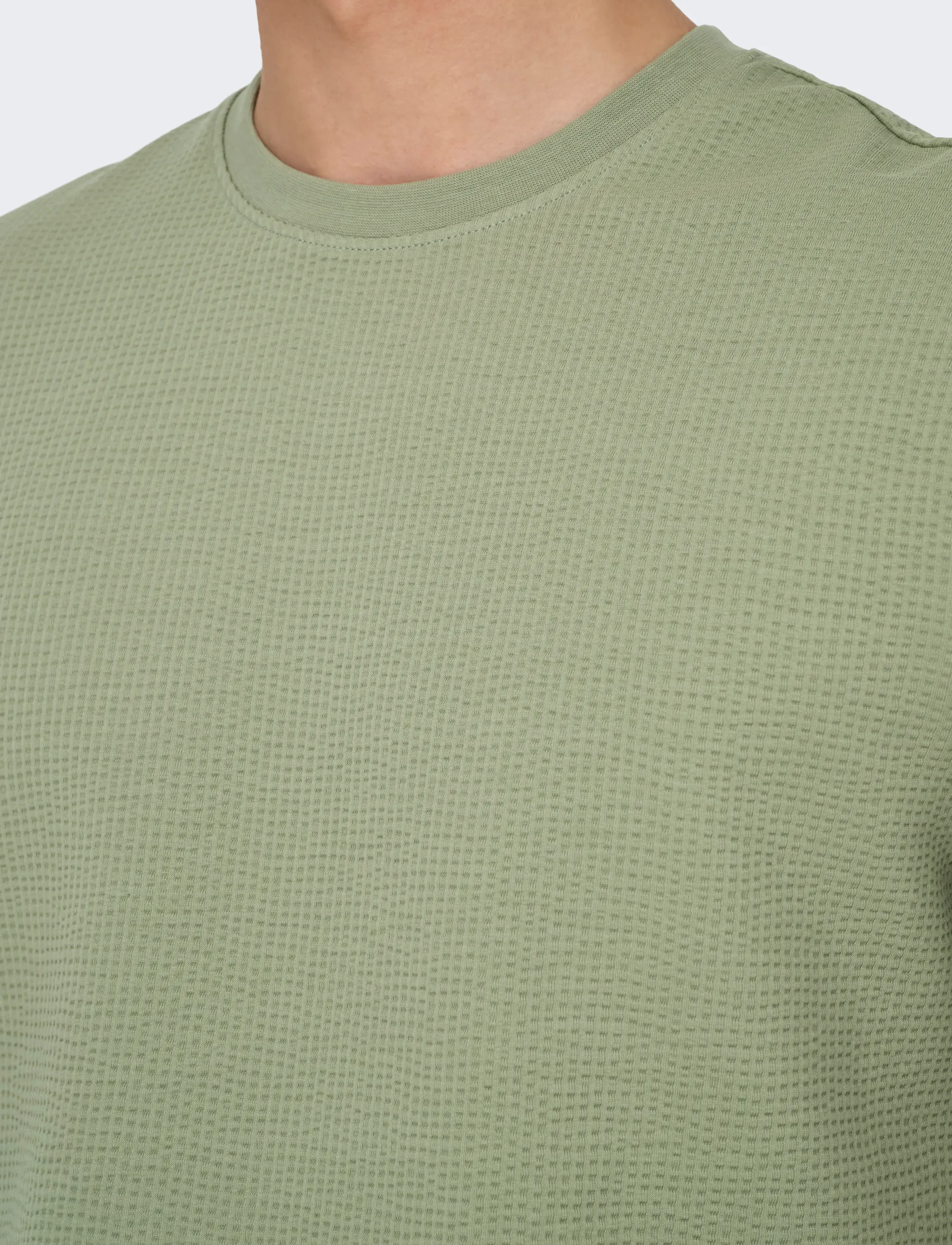 ONLY & SONS - ONSKIAN LIFE REG SEERSUCKER SS TEE NOOS - kortærmede t-shirts - seagrass - 5