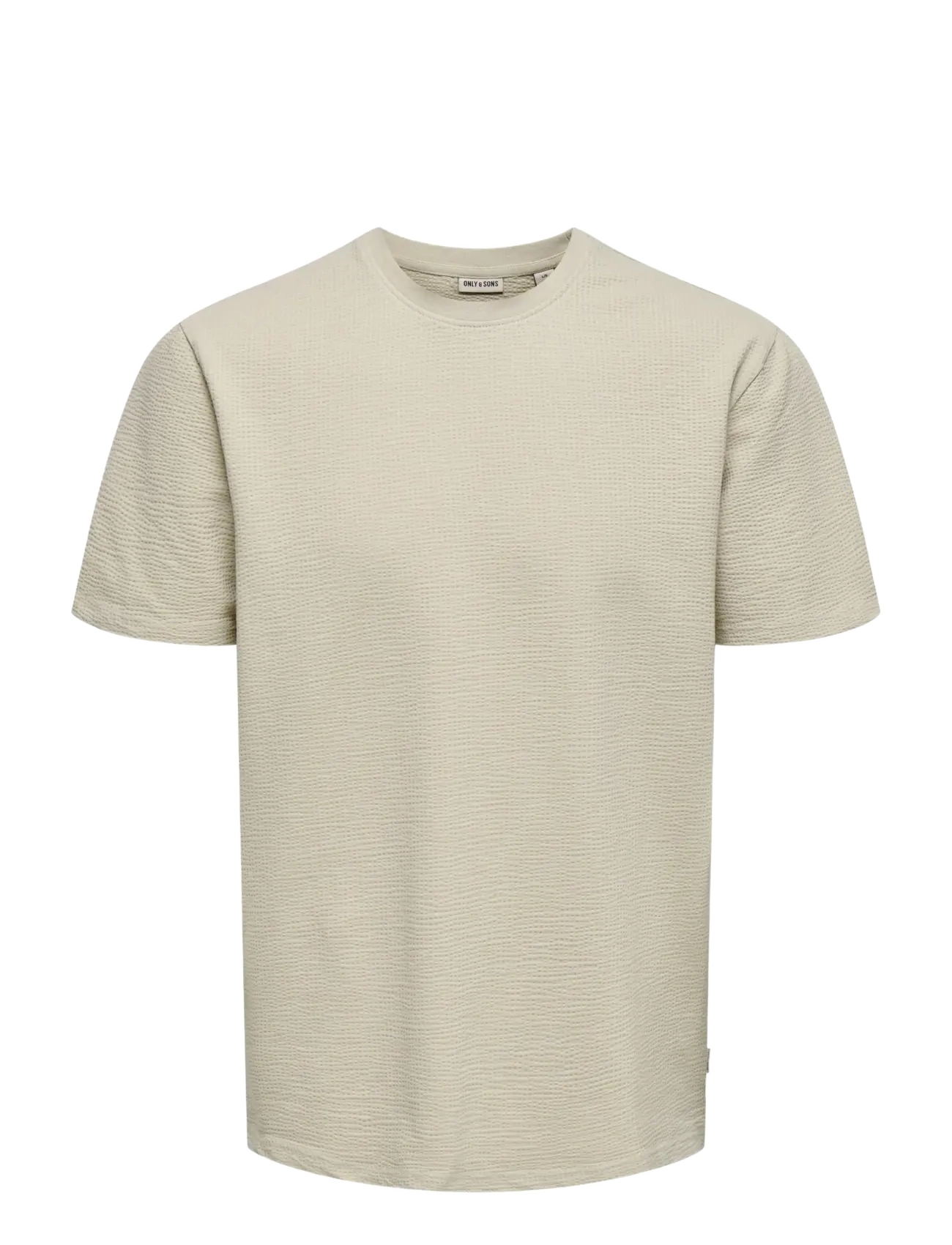 ONLY & SONS ONSKIAN LIFE REG SEERSUCKER SS TEE NOOS - T-shirts - SILVER LINING / beige
