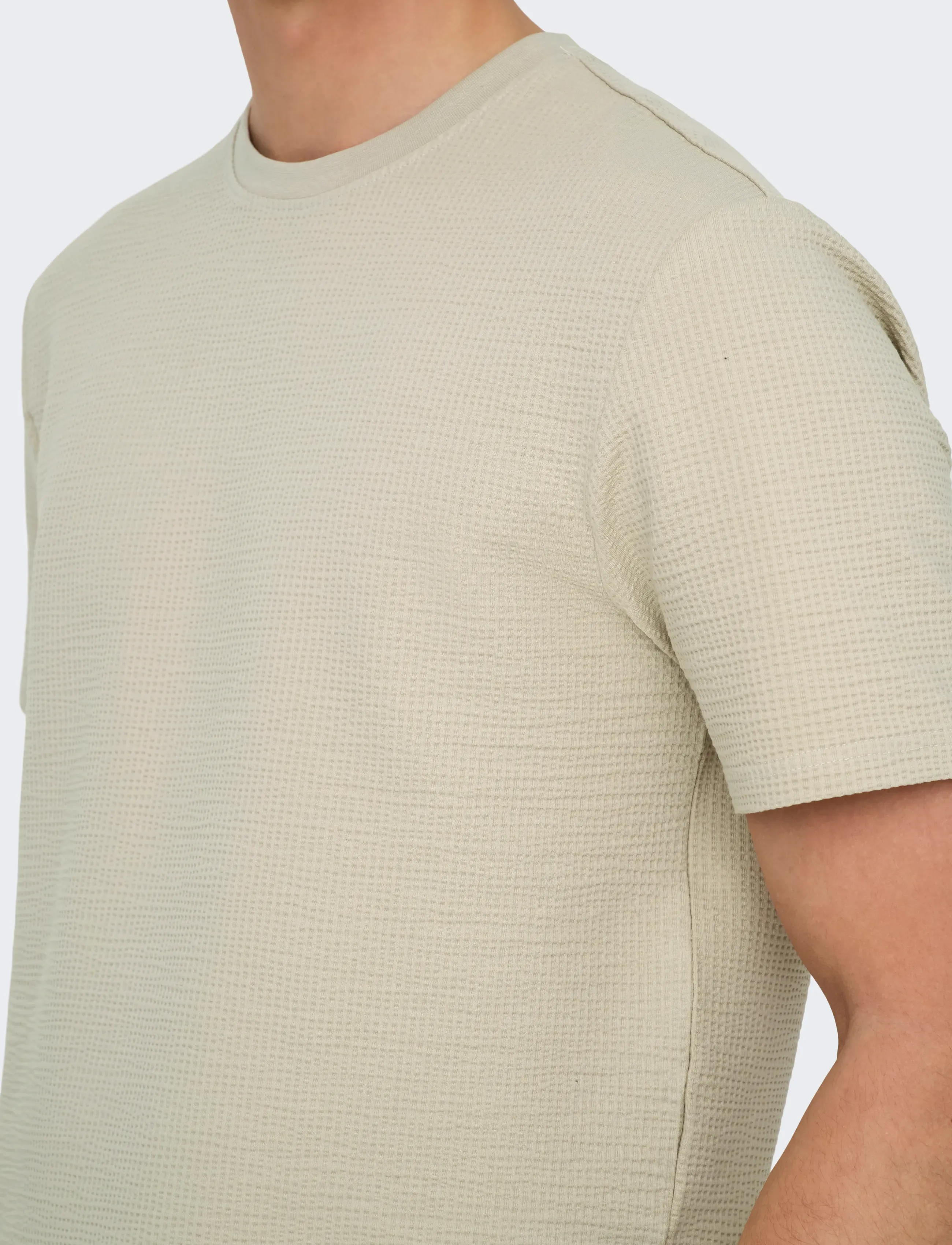 ONLY & SONS - ONSKIAN LIFE REG SEERSUCKER SS TEE NOOS - kortærmede t-shirts - silver lining - 5