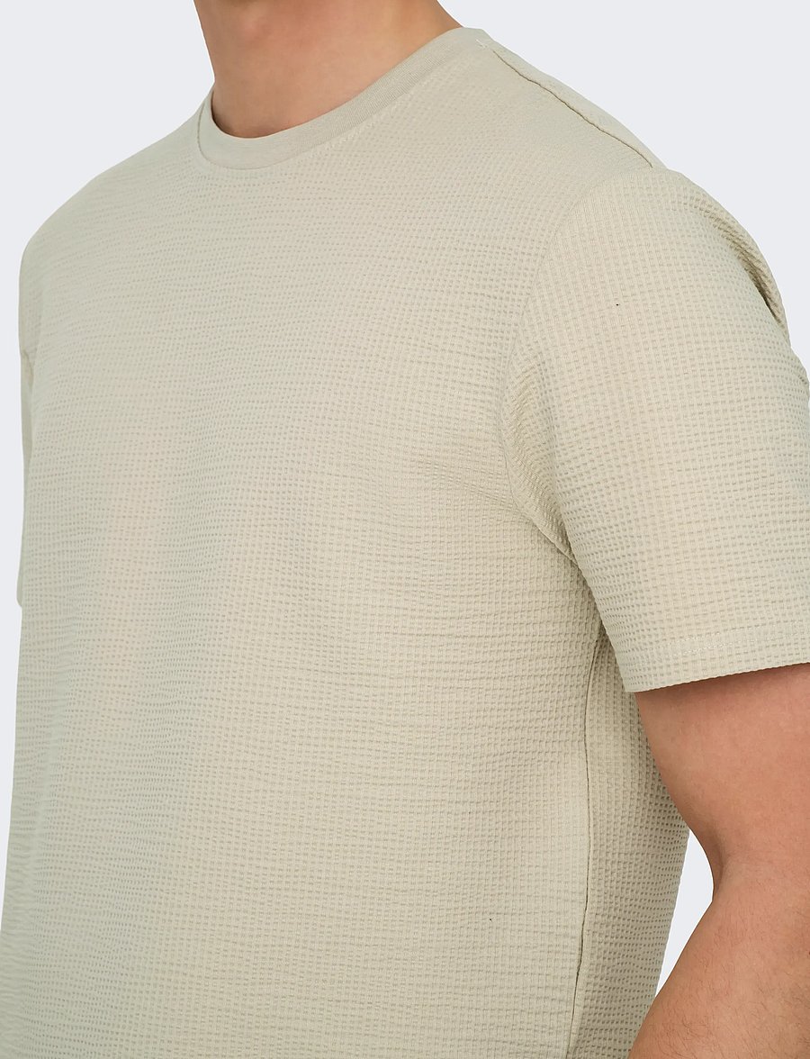 ONLY & SONS - ONSKIAN LIFE REG SEERSUCKER SS TEE NOOS - kortærmede t-shirts - silver lining - 5