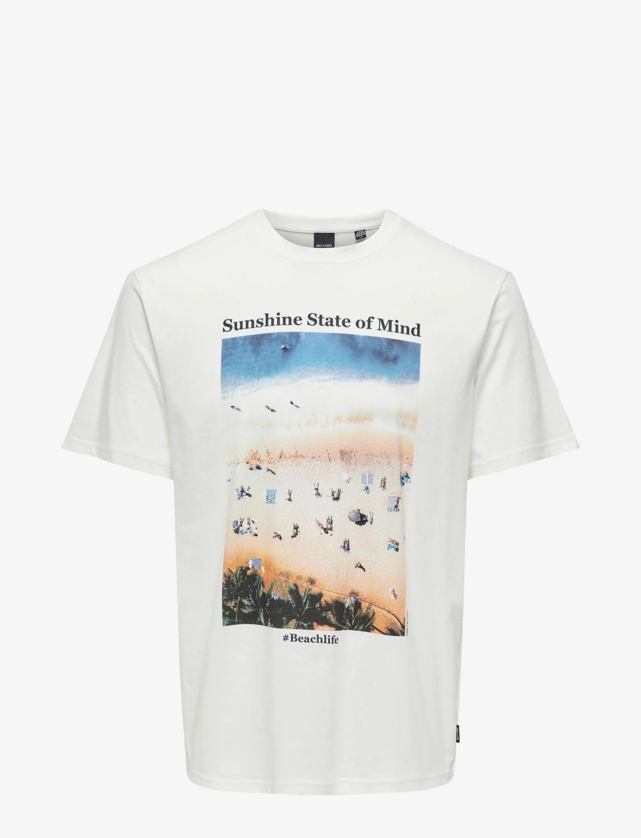 ONLY & SONS - ONSKOLTON REG BEACH PHOTOPRINT SS TEE - lowest prices - cloud dancer - 0