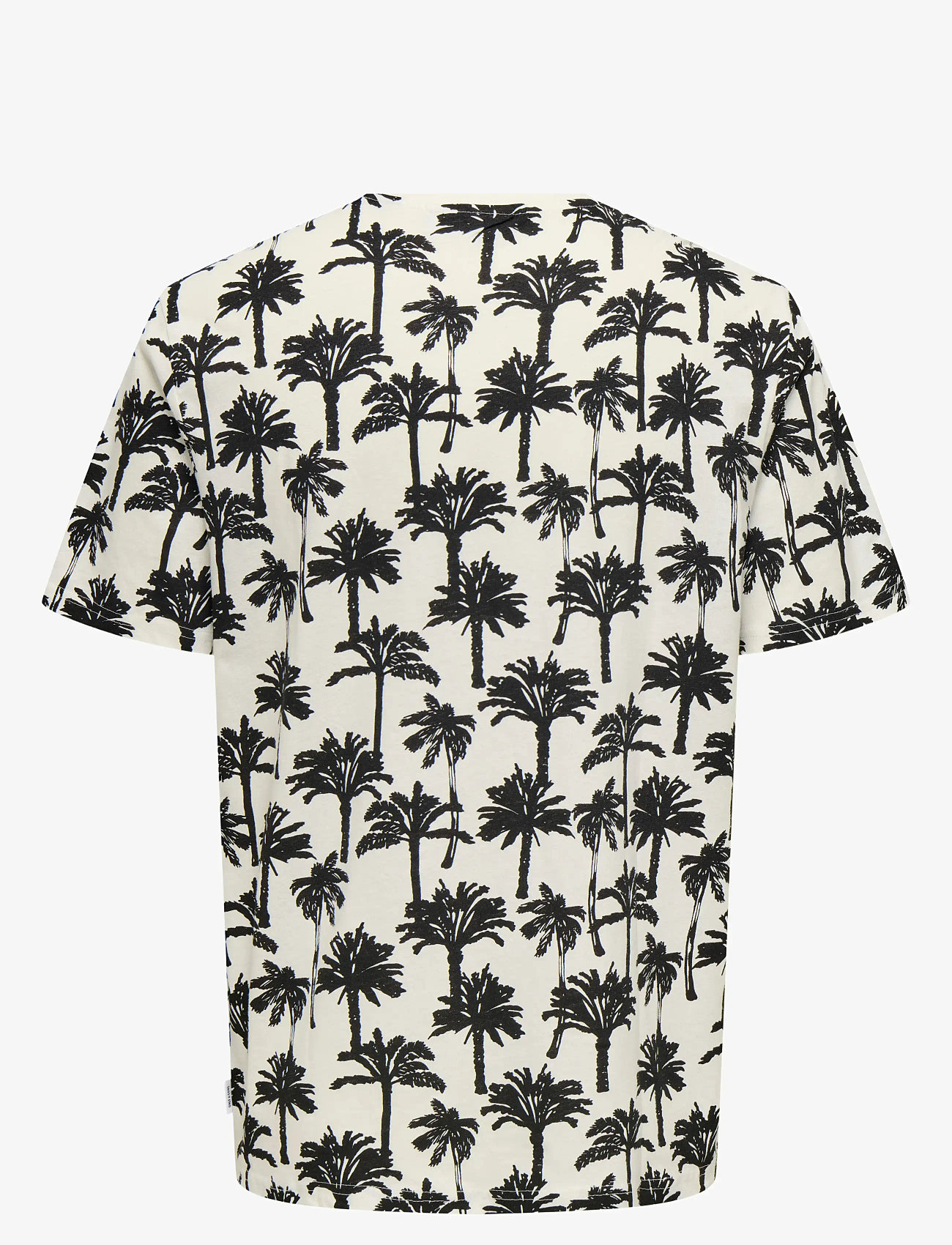 ONLY & SONS - ONSKYLEN REG LINEN PALM AOP SS TEE - autumn clothing - cloud dancer - 1