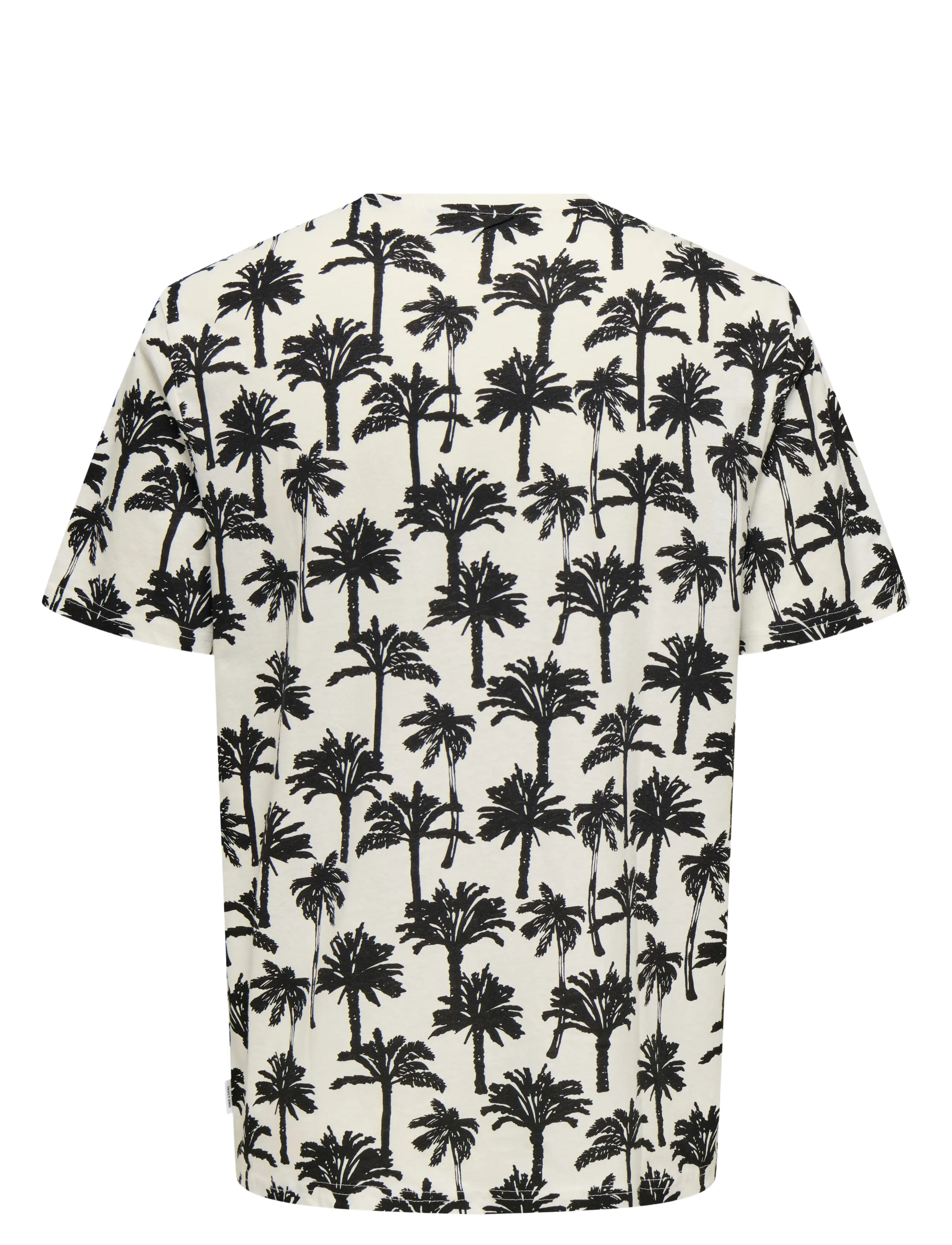 ONLY & SONS - ONSKYLEN REG LINEN PALM AOP SS TEE - kurzärmelig - cloud dancer - 2