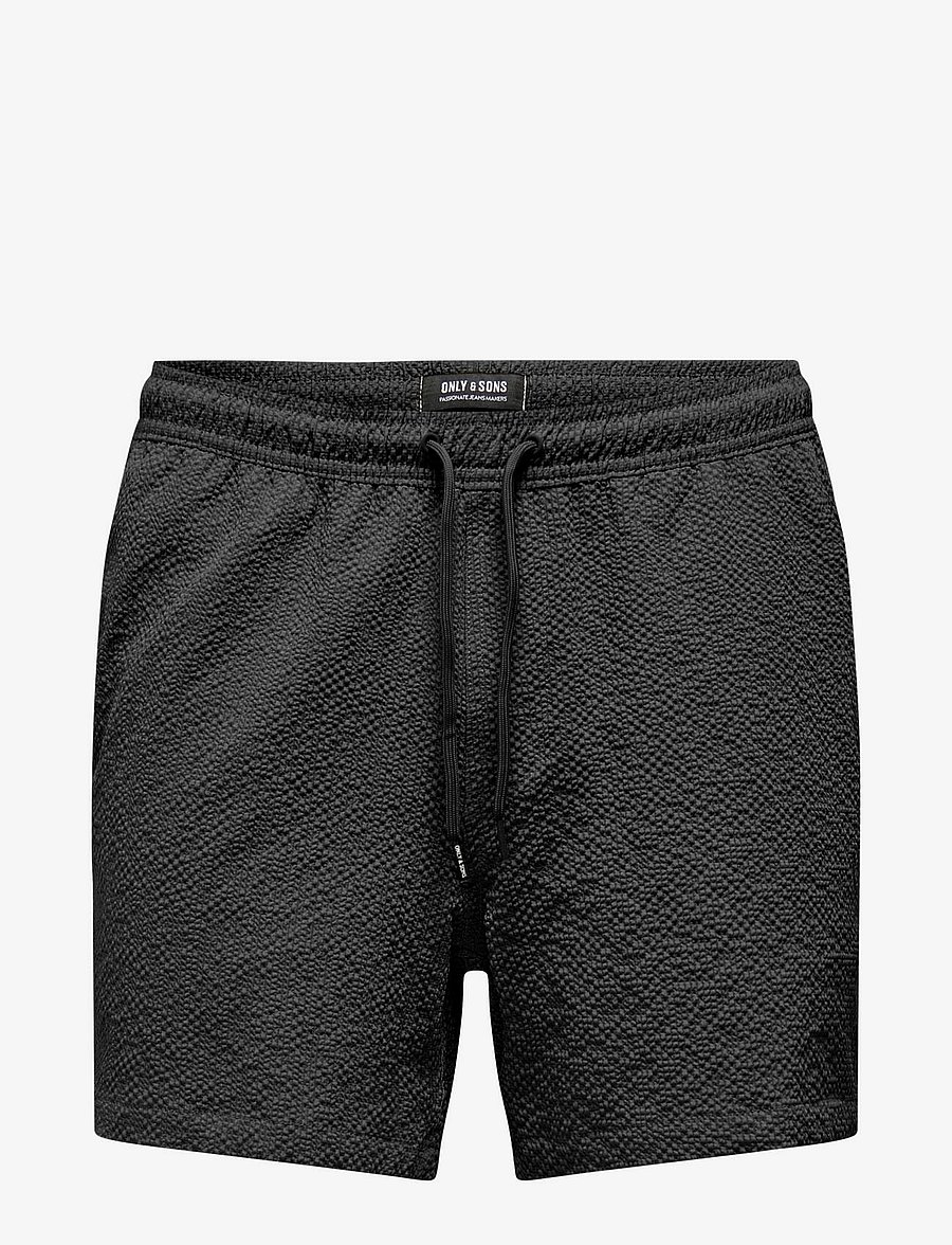 ONLY & SONS - ONSTED LIFE SOLID SEERSUCKER SWIM NOOS - badehose - black - 1