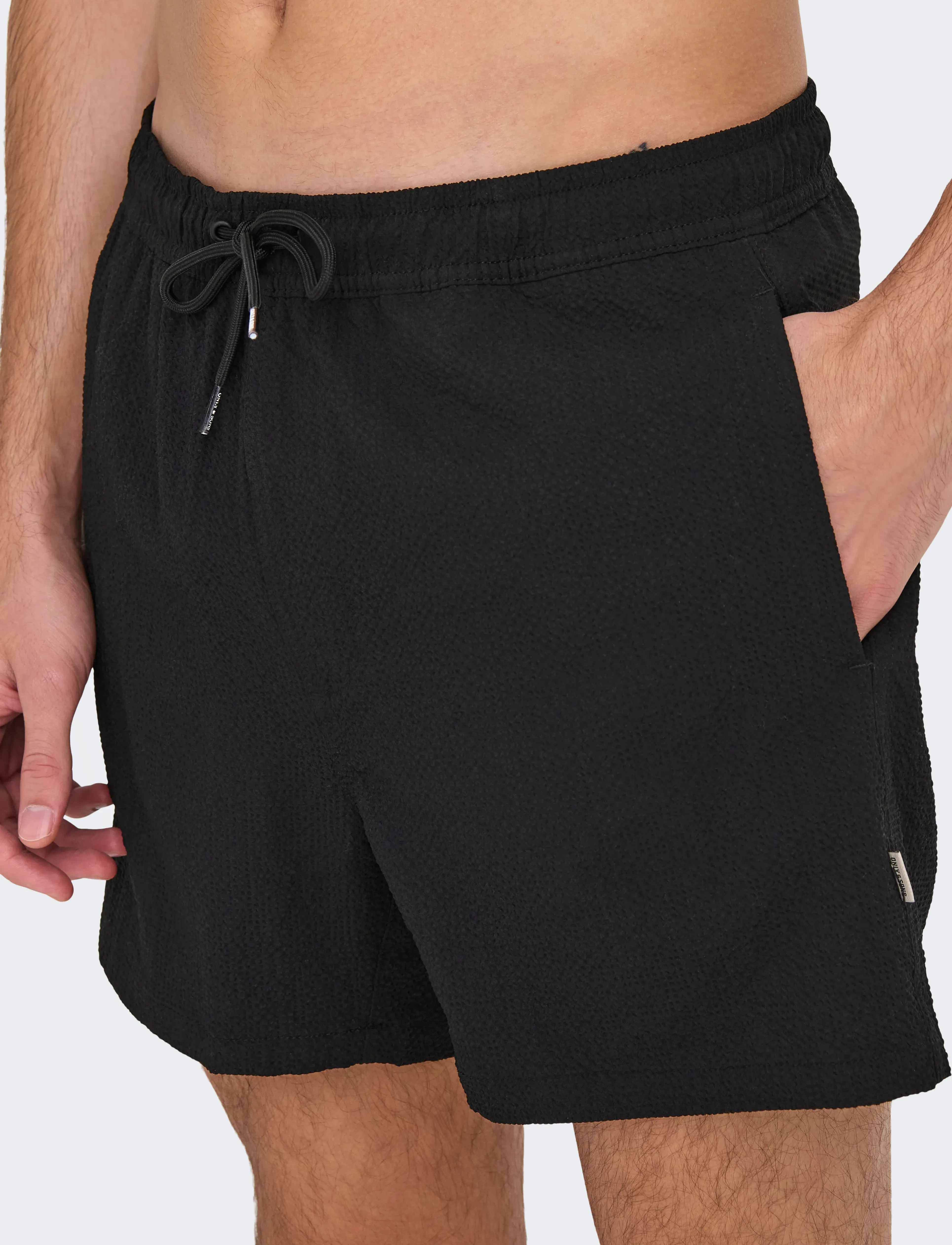 ONLY & SONS - ONSTED LIFE SOLID SEERSUCKER SWIM NOOS - badehose - black - 4
