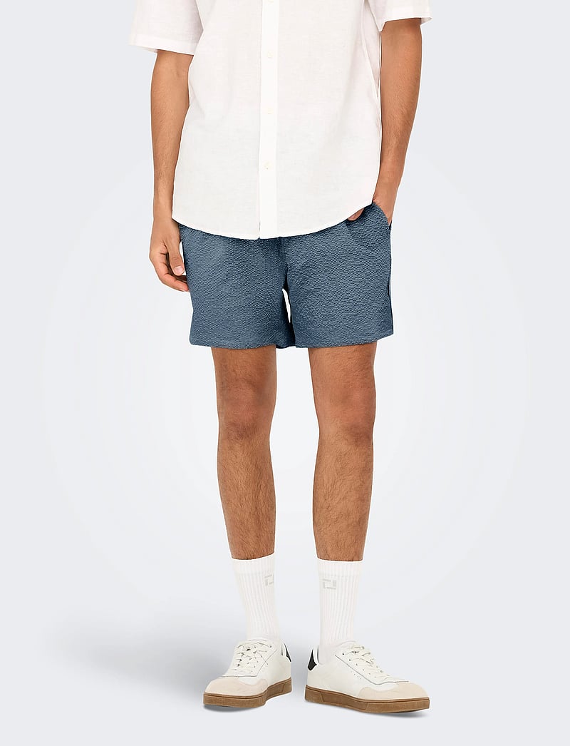 ONLY & SONS - ONSTED LIFE SOLID SEERSUCKER SWIM NOOS - badehose - flint stone - 0