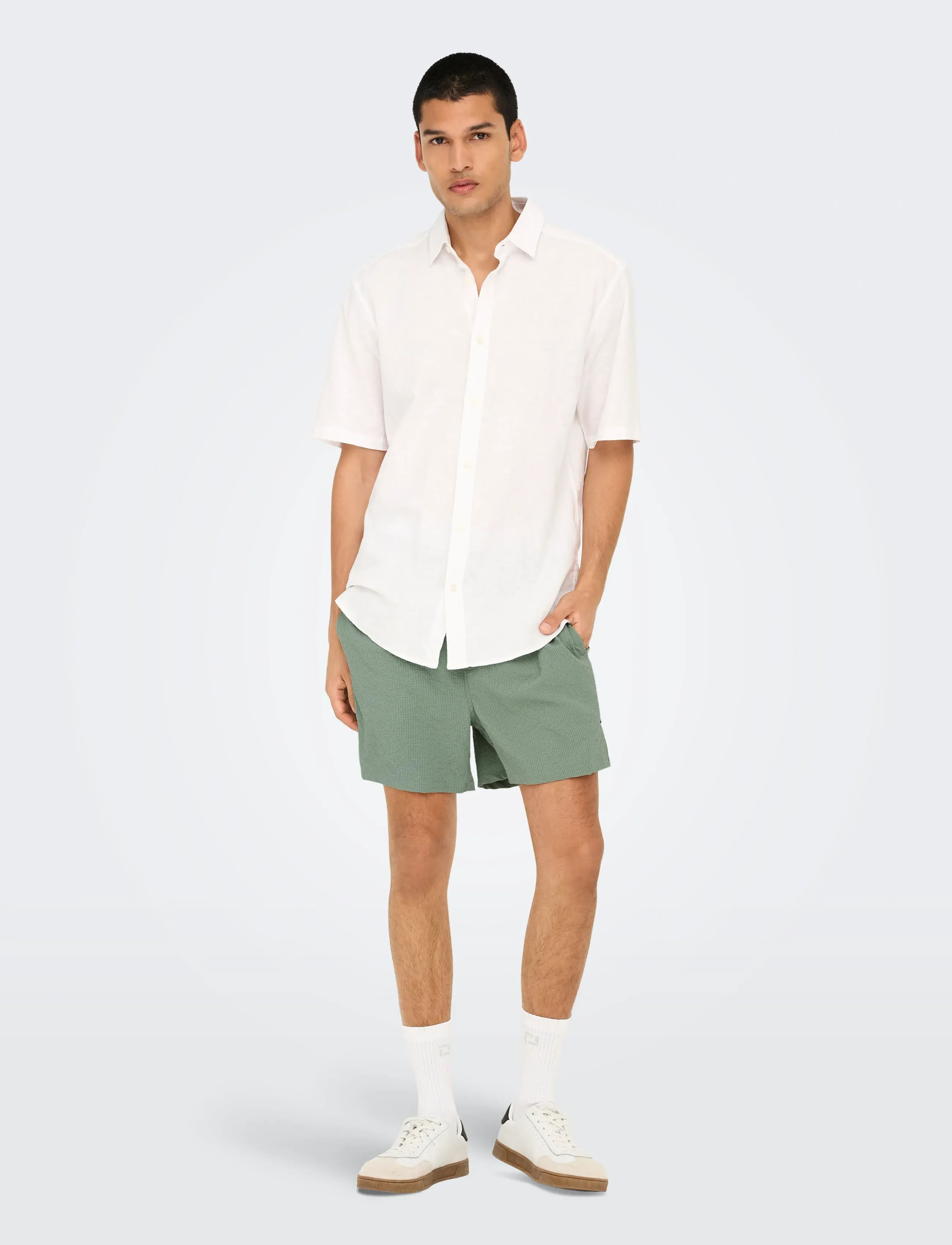 ONLY & SONS - ONSTED LIFE SOLID SEERSUCKER SWIM NOOS - laveste priser - iceberg green - 4