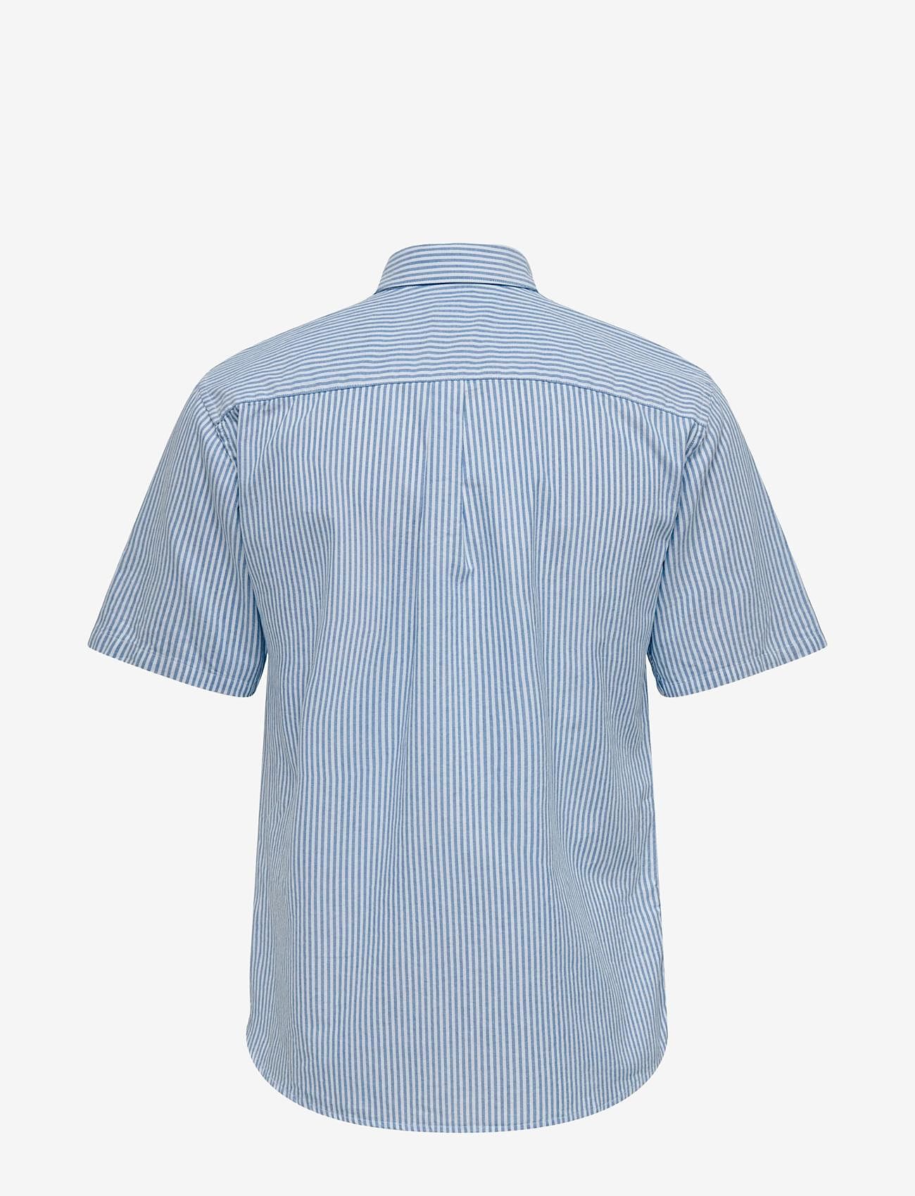 ONLY & SONS - ONSREMY SS SLIM WASH STRIPE OXFORD SHIRT - lowest prices - cashmere blue - 1