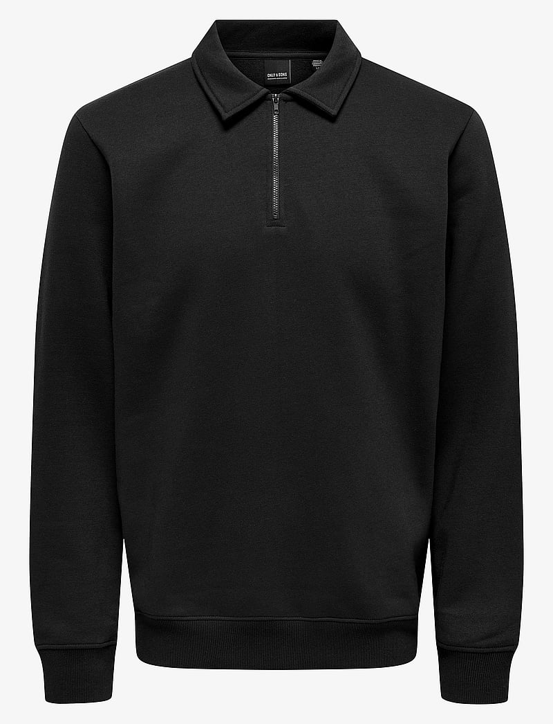 ONLY & SONS - ONSCERES 1/4 ZIP SWEAT POLO - langärmelig - black - 0