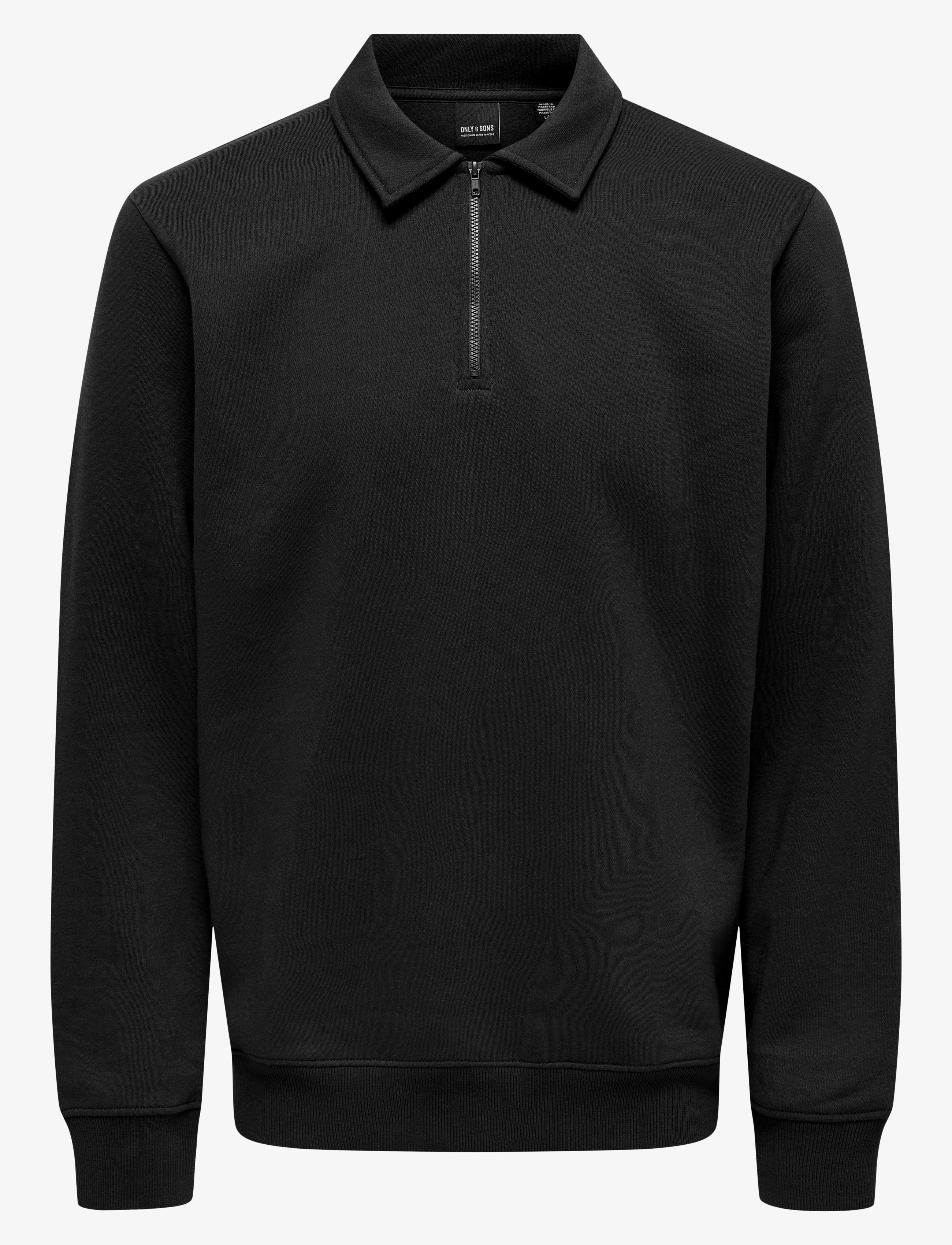 ONLY & SONS ONSCERES 1/4 ZIP SWEAT POLO - Sweatshirts - BLACK / black
