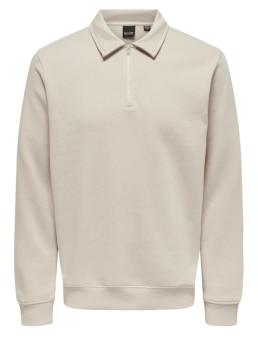 ONLY & SONS - ONSCERES 1/4 ZIP SWEAT POLO - langärmelig - silver lining - 1
