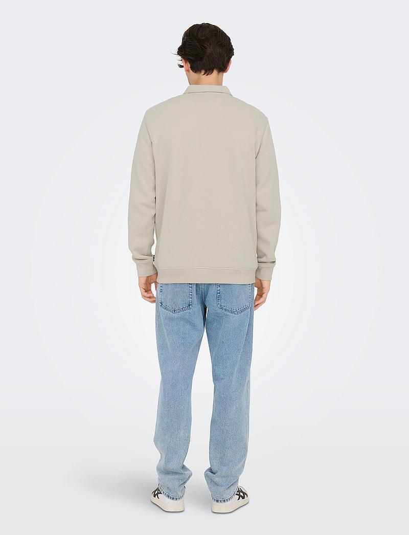 ONLY & SONS - ONSCERES 1/4 ZIP SWEAT POLO - langärmelig - silver lining - 3