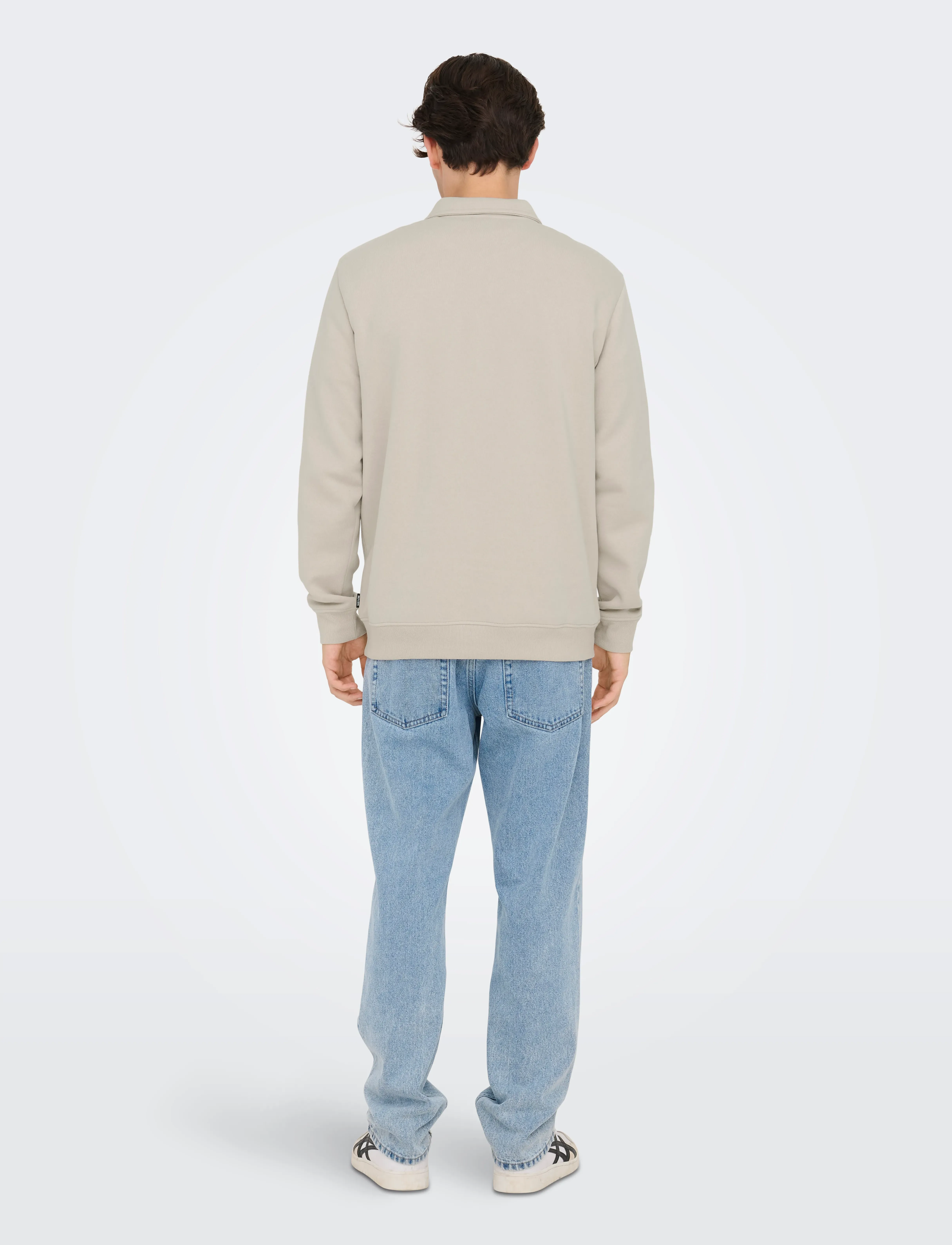 ONLY & SONS - ONSCERES 1/4 ZIP SWEAT POLO - sweatshirts & hoodies - silver lining - 3