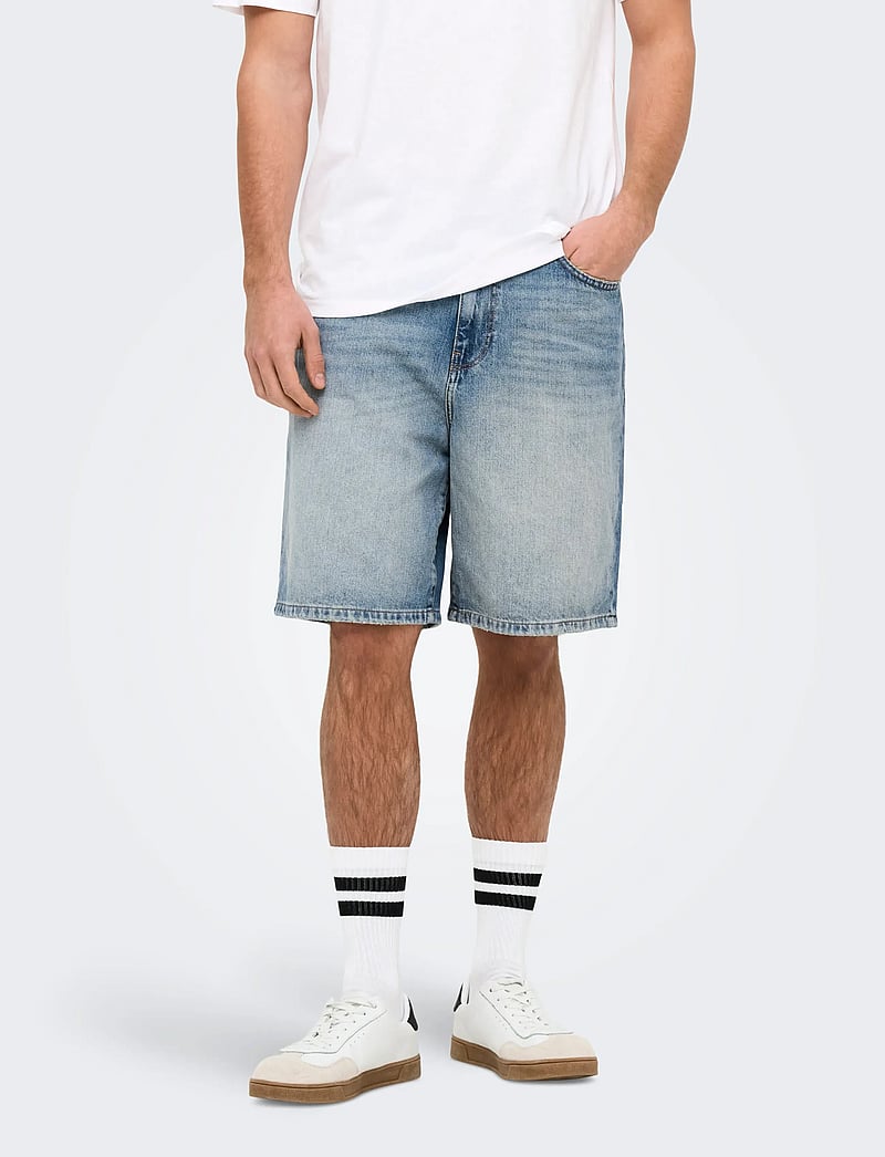 ONLY & SONS - ONSFADE MB TINT 9085 TAI DNM SHORTS NOOS - jorts - medium blue denim - 0