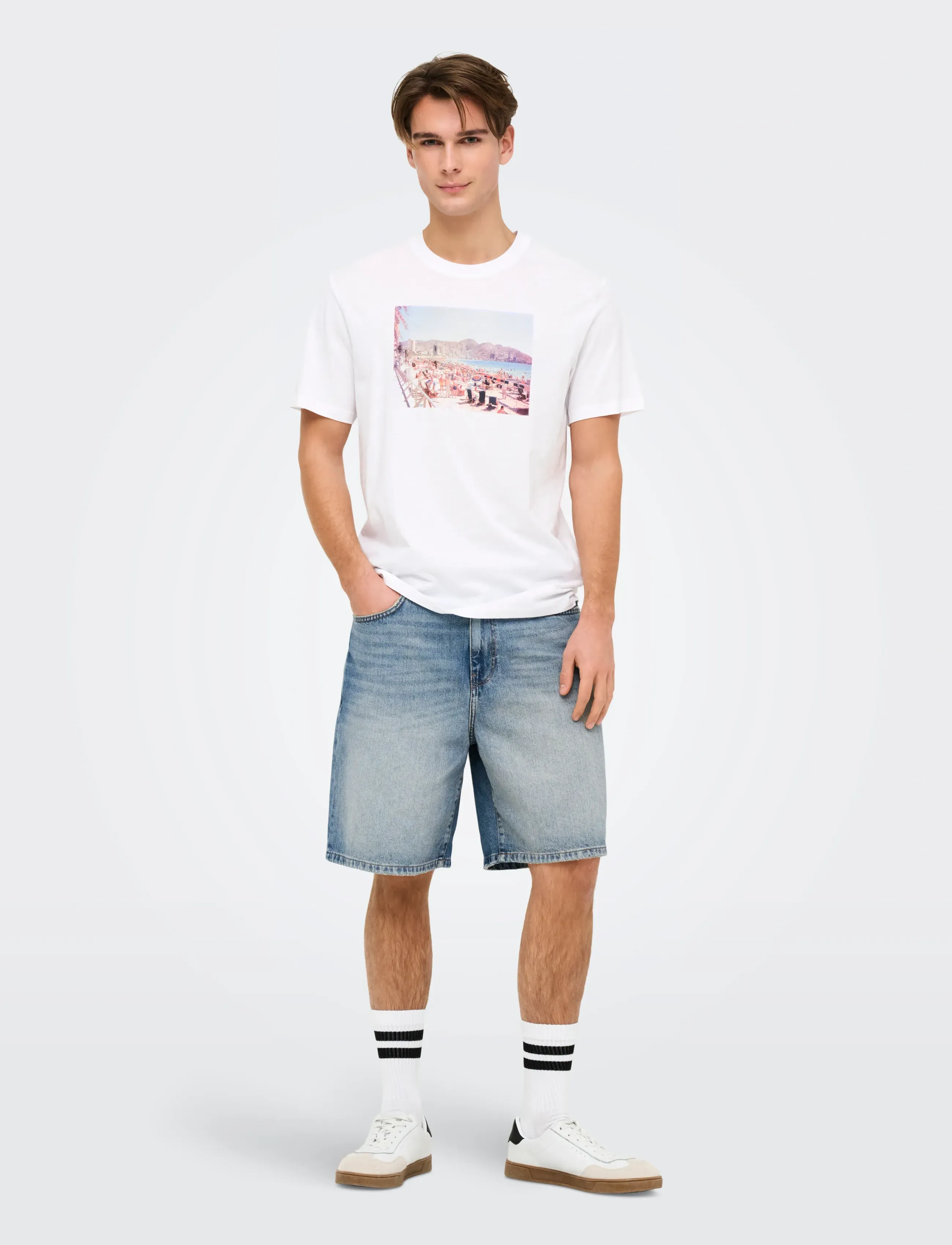 ONLY & SONS - ONSFADE MB TINT 9085 TAI DNM SHORTS NOOS - jorty - medium blue denim - 4