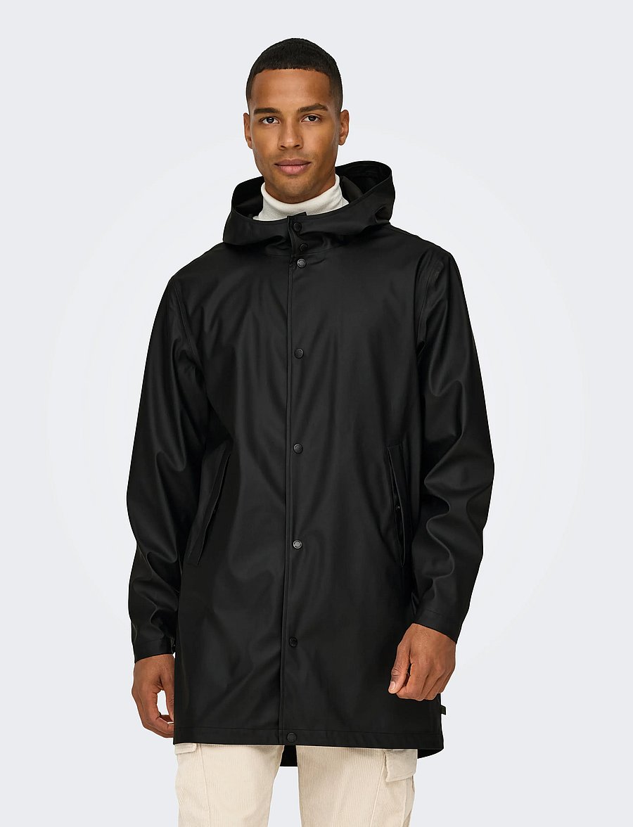 ONLY & SONS - ONSLUCA RAIN COAT OTW NOOS - regenmäntel - black - 0