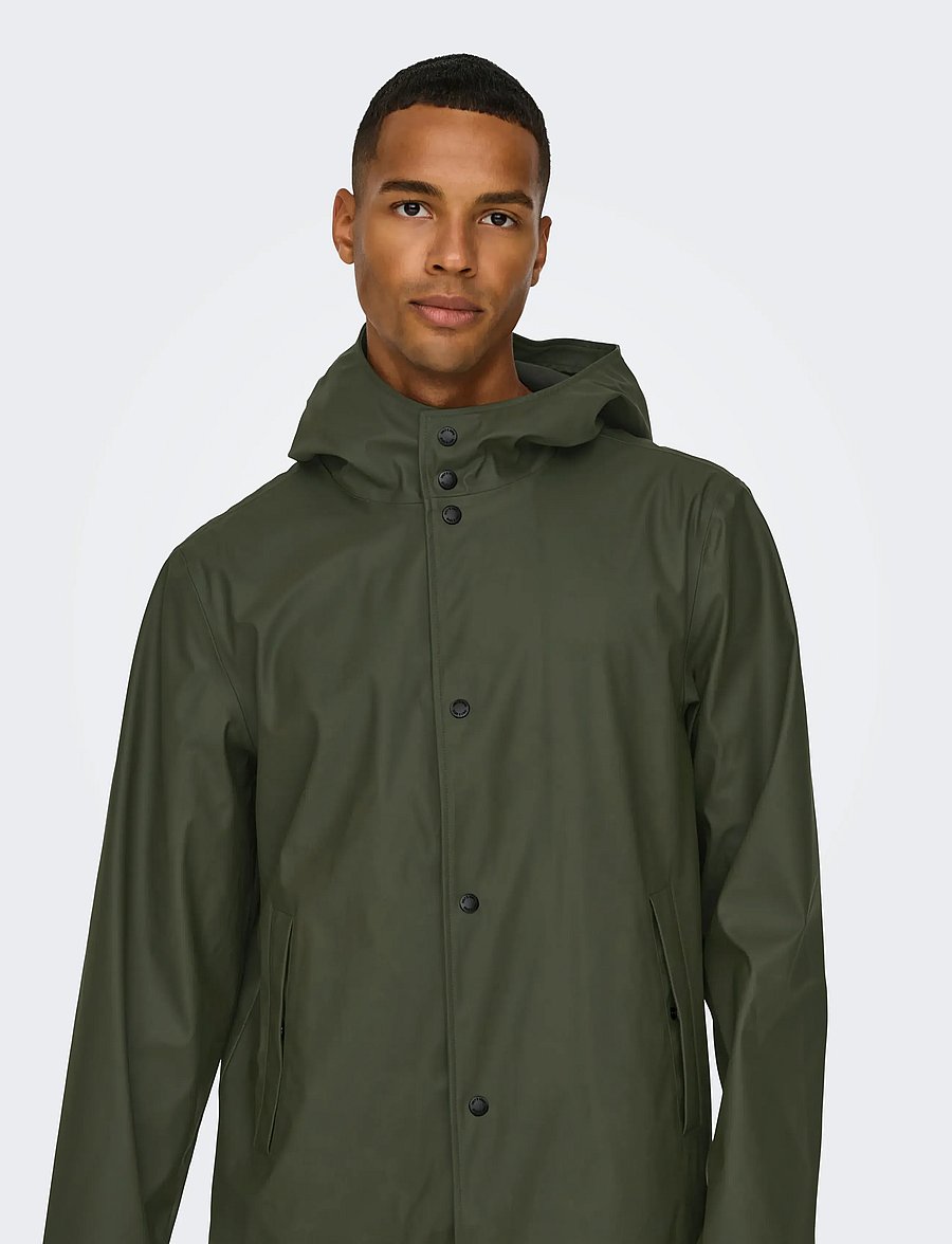 ONLY & SONS - ONSLUCA RAIN COAT OTW NOOS - vihmamantlid - peat - 4