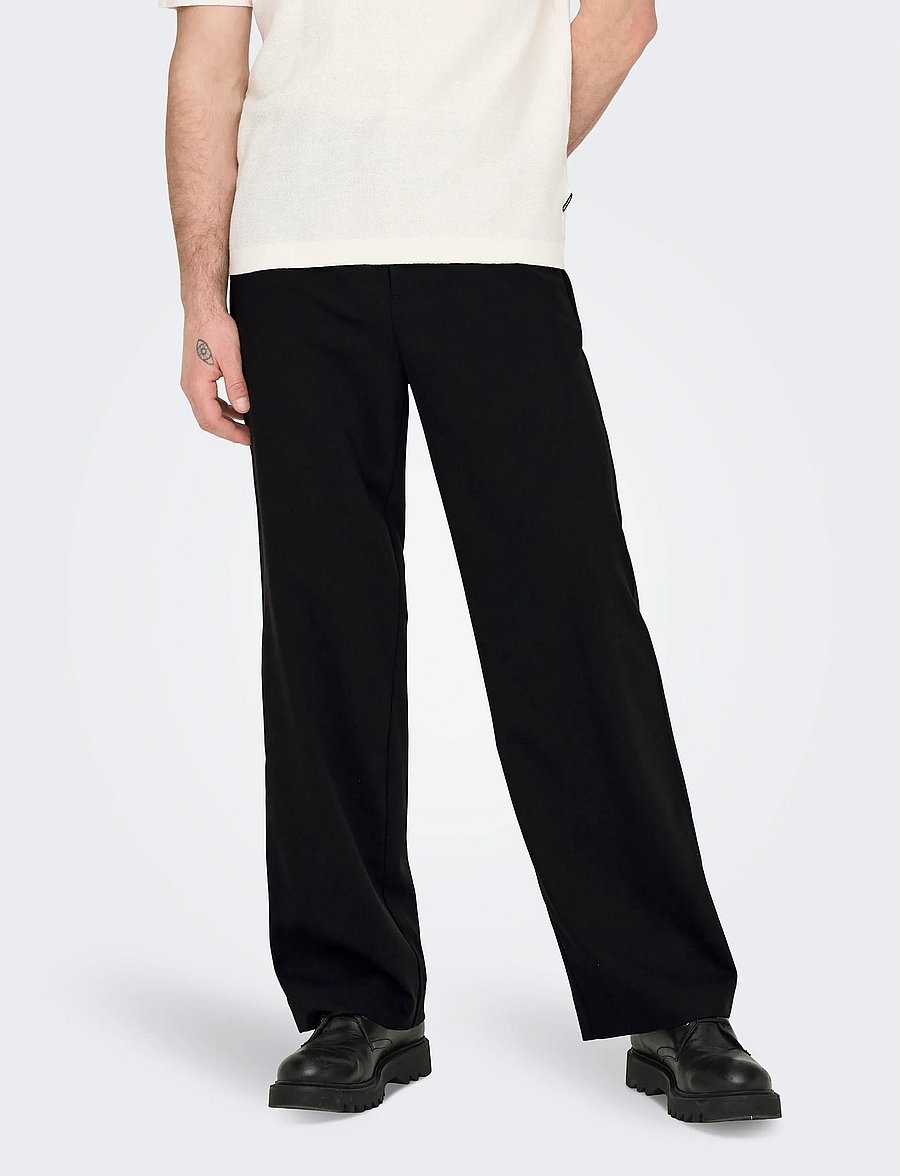 ONLY & SONS - ONSBOB-LE LOOSE 0071. PANT NOOS - kostymbyxor - black - 0