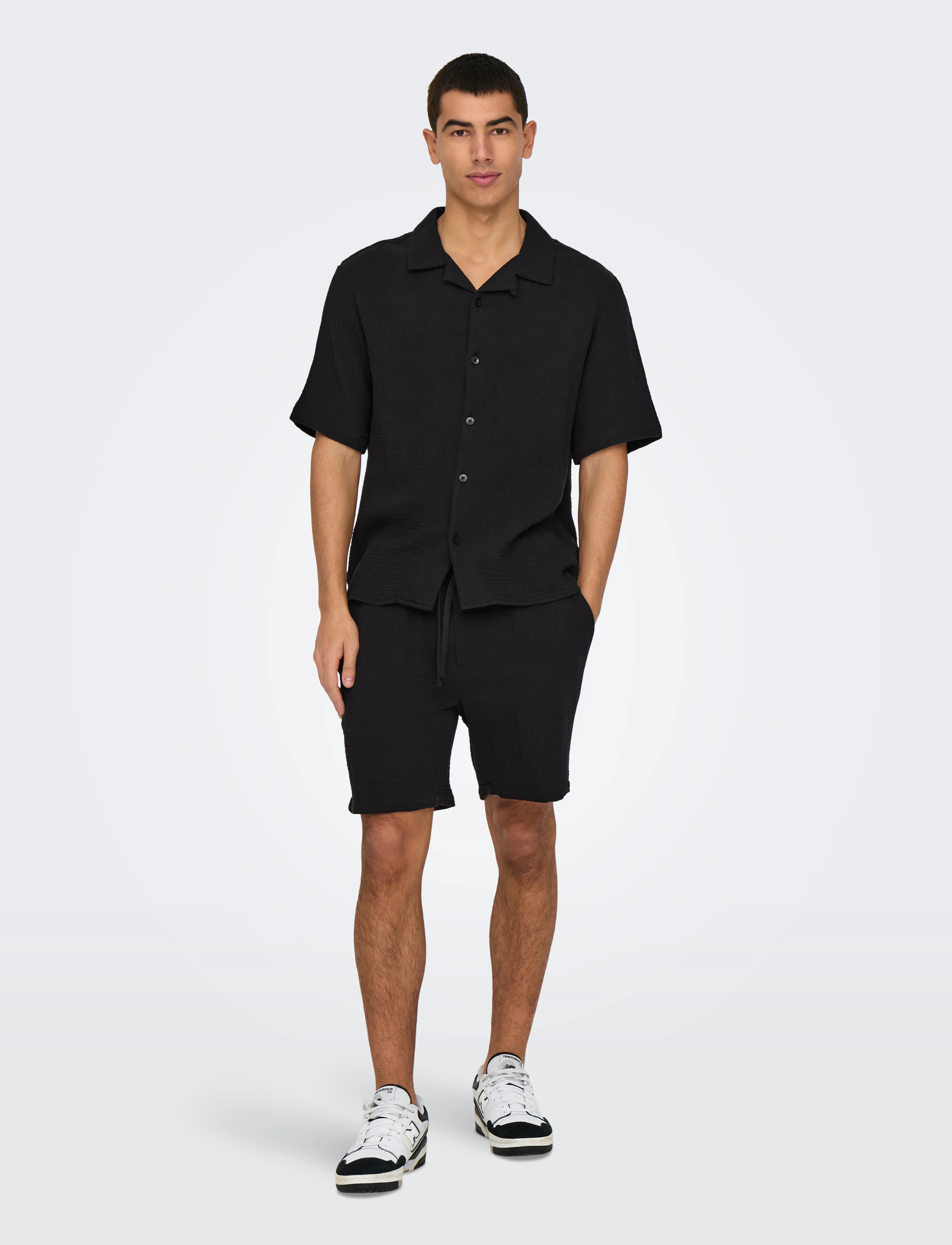 ONLY & SONS - ONSTEL-PAS 0158 SHORTS - lühikesed vabaajapüksid - jet black - 4