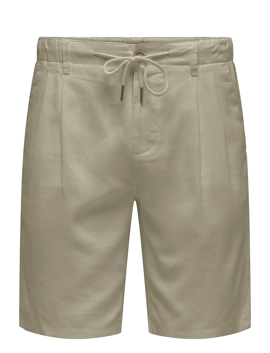 ONLY & SONS - ONSLEO LINEN MIX 0048 SHORTS - leinen-shorts - chinchilla - 1