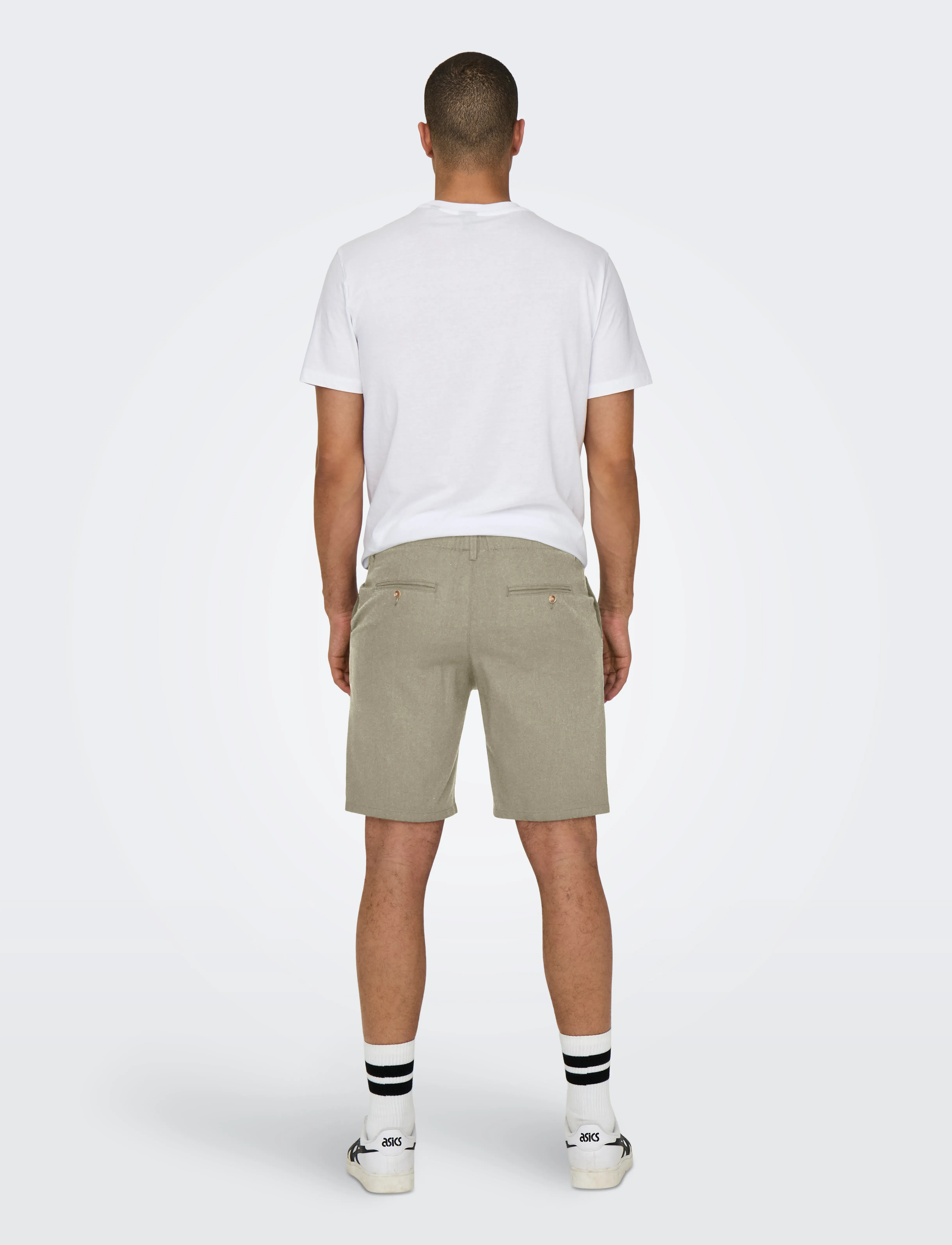 ONLY & SONS - ONSLEO LINEN MIX 0048 SHORTS - linased lühikesed püksid - chinchilla - 3