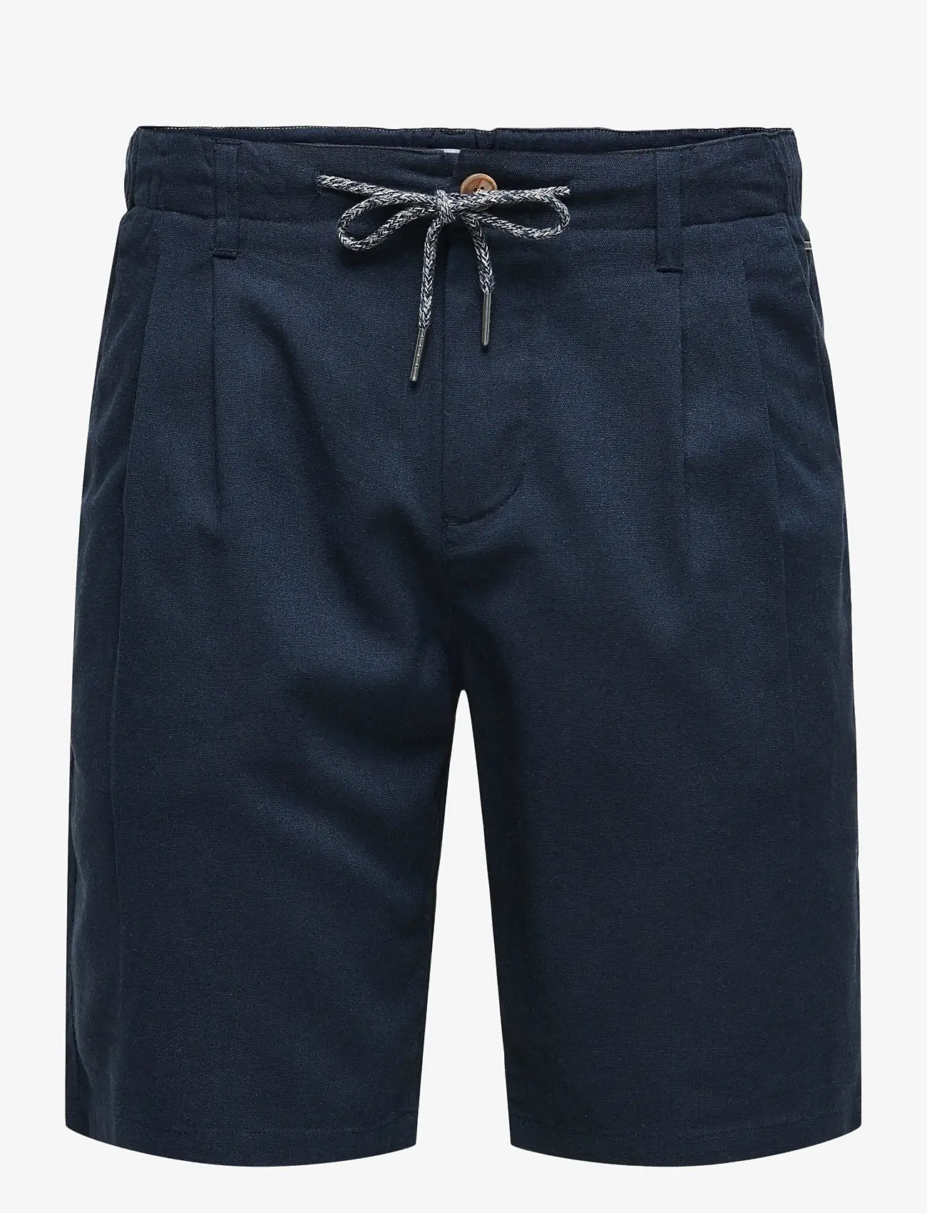 ONLY & SONS - ONSLEO LINEN MIX 0048 SHORTS - linased lühikesed püksid - dark navy - 1