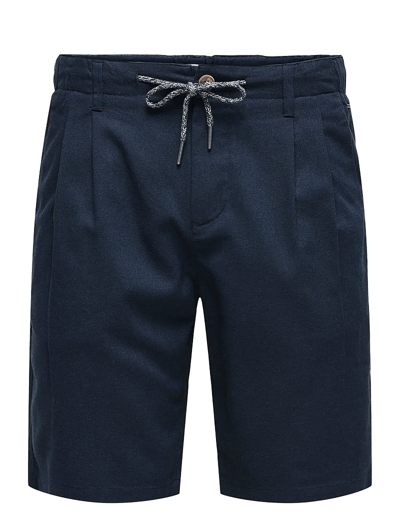 ONLY & SONS - ONSLEO LINEN MIX 0048 SHORTS - leinen-shorts - dark navy - 1