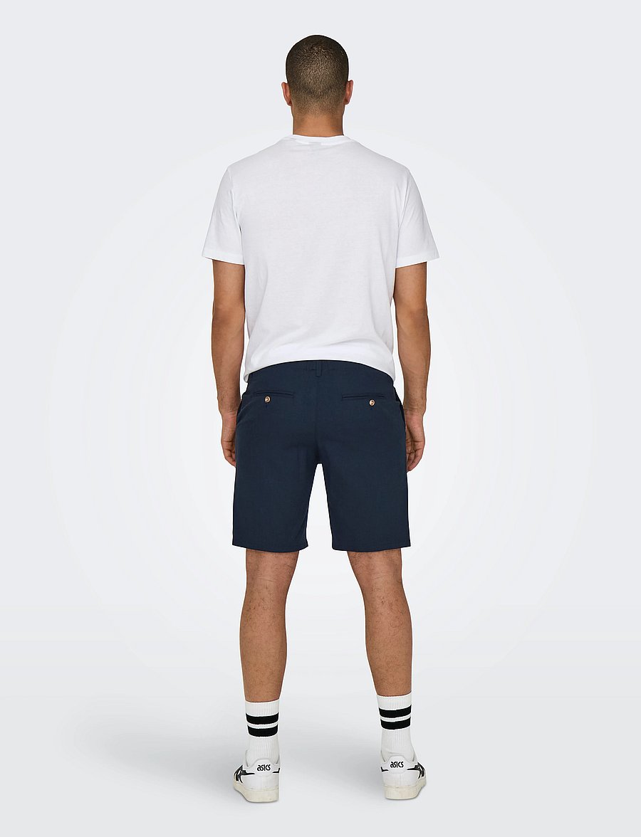 ONLY & SONS - ONSLEO LINEN MIX 0048 SHORTS - linnen shorts - dark navy - 3